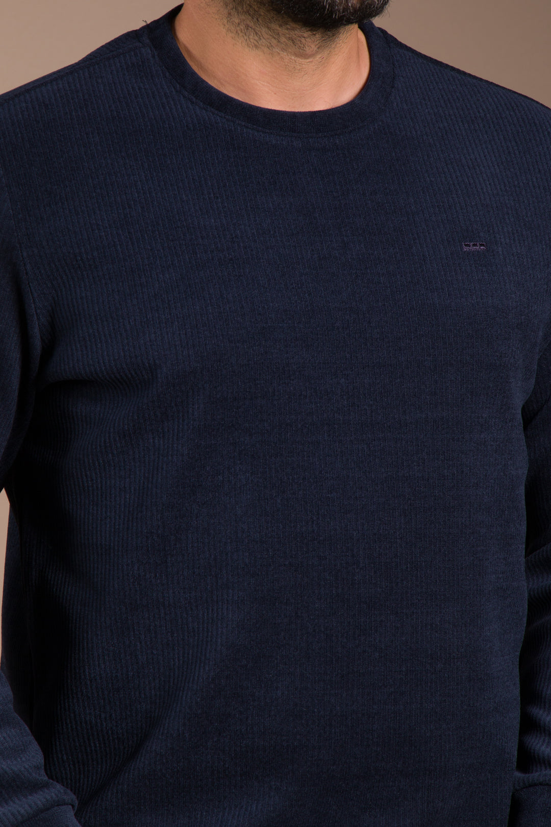 Lacivert Basic Kadife Sweatshirt