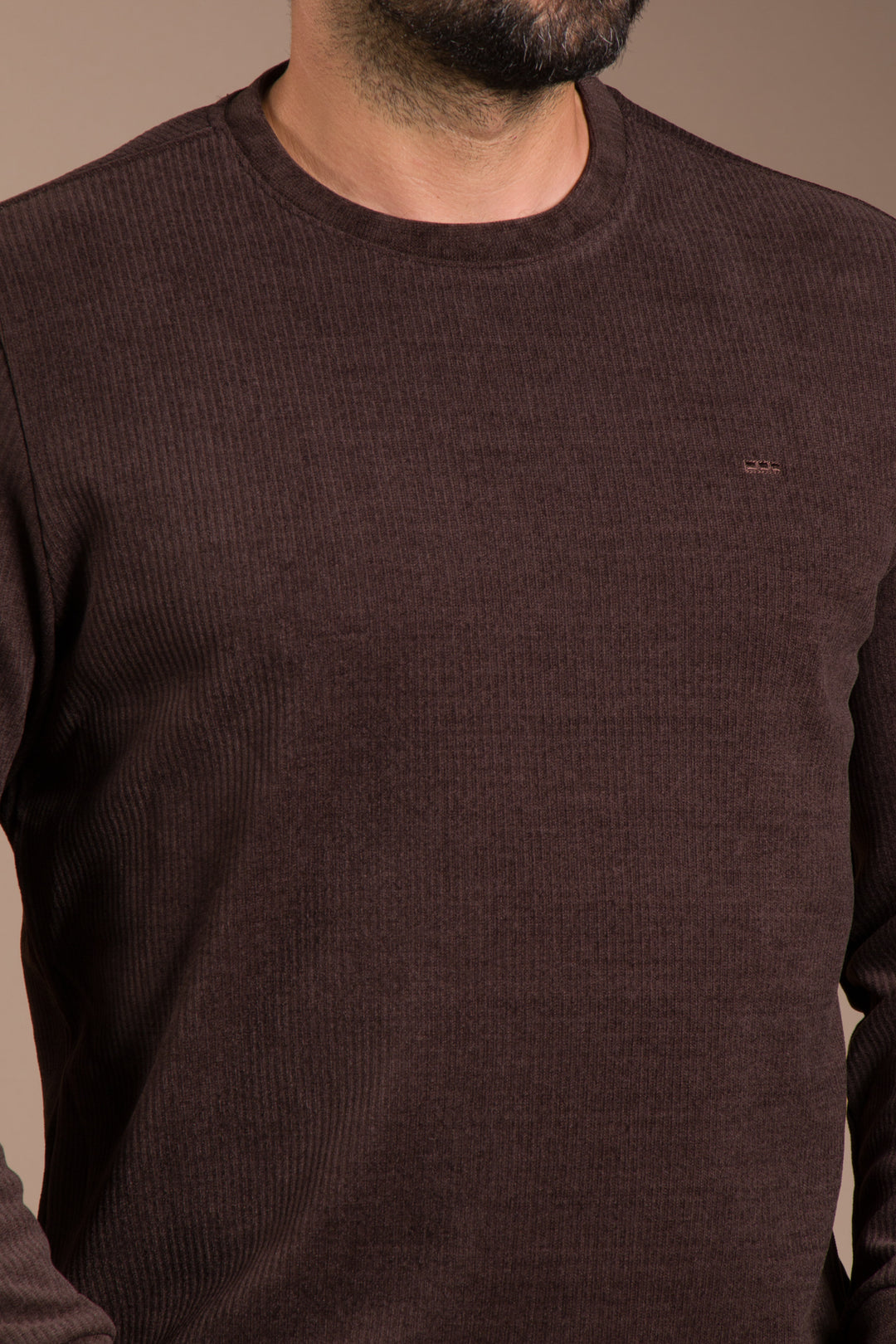 Kahve Basic Kadife Sweatshirt