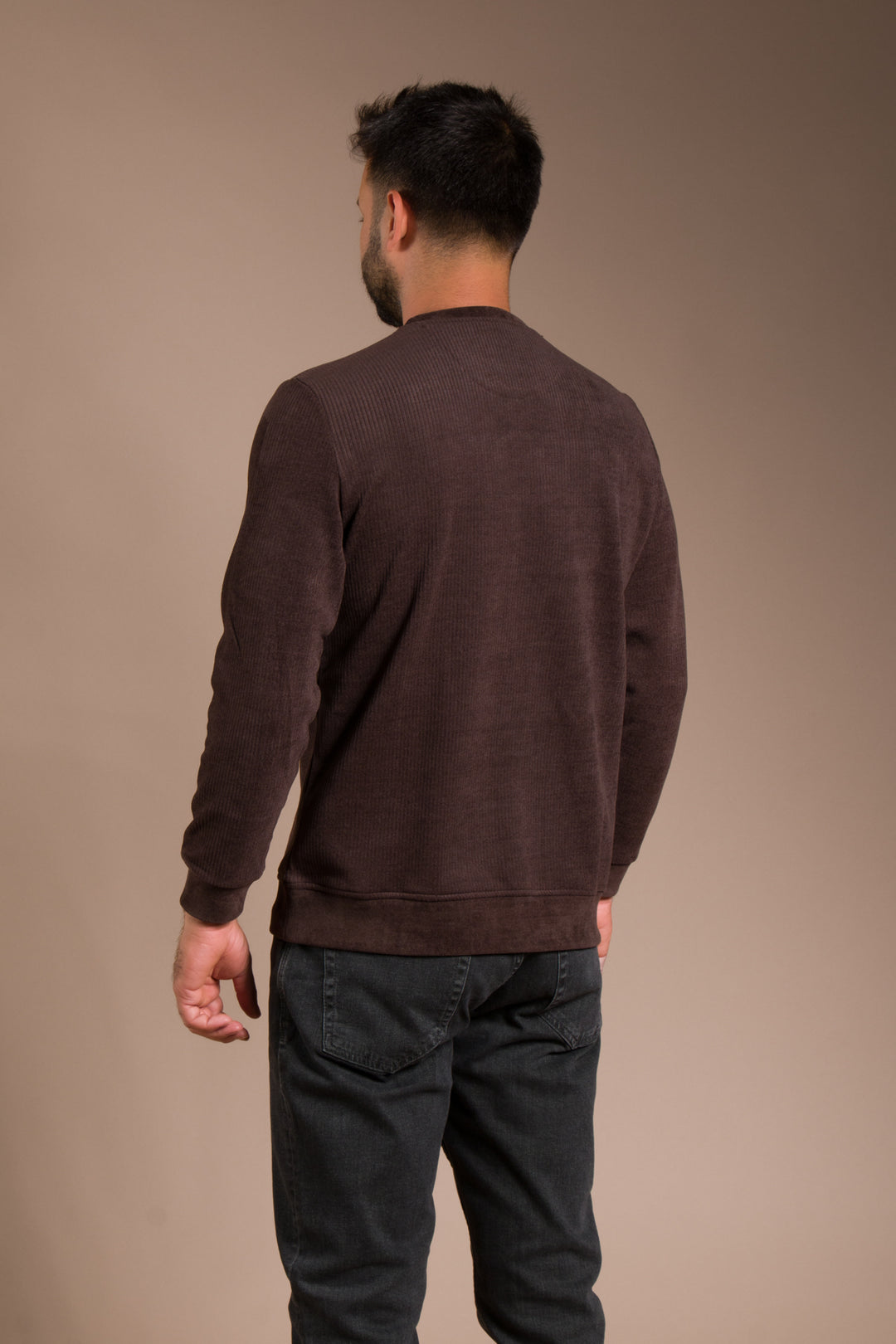 Kahve Basic Kadife Sweatshirt