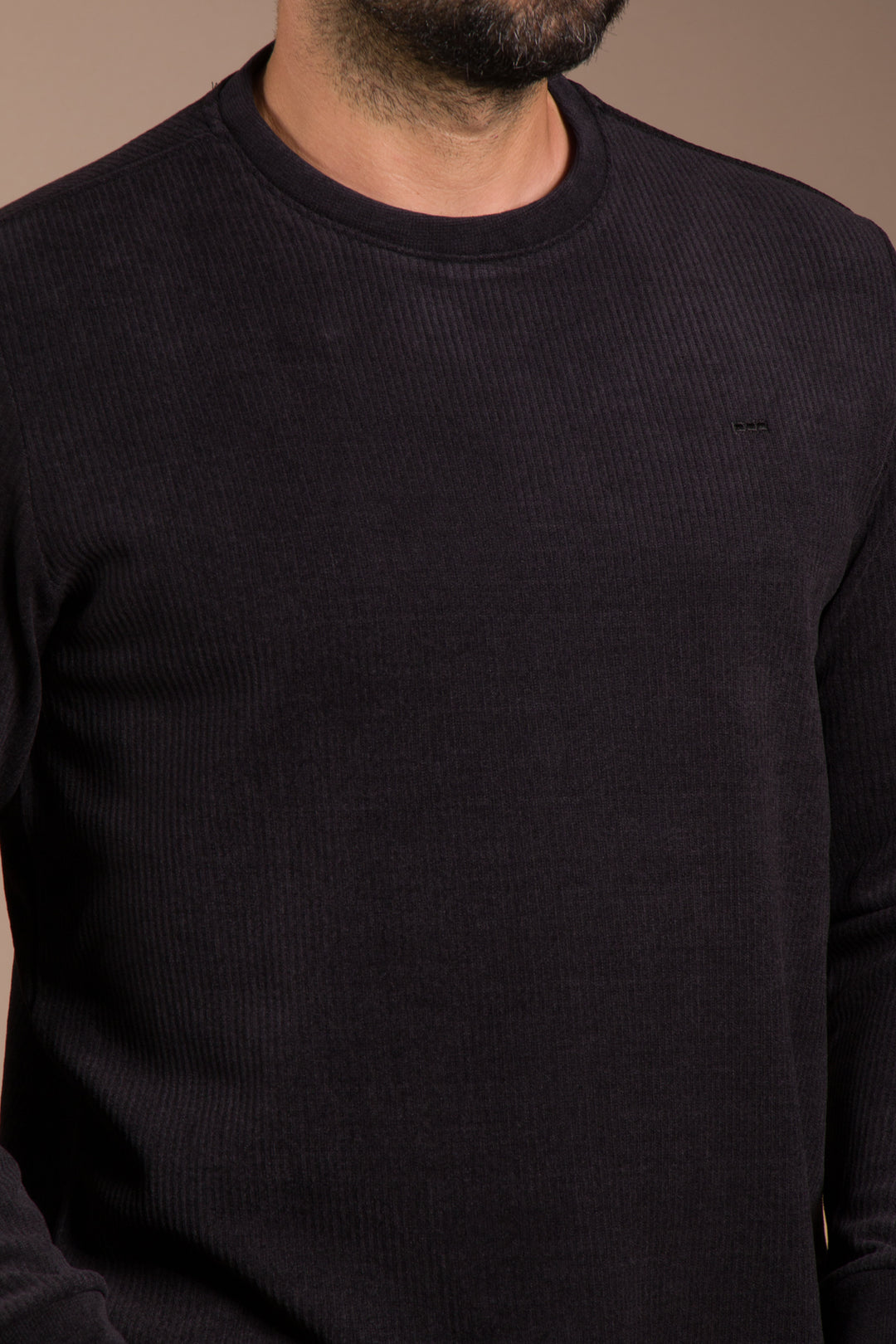 Siyah Basic Kadife Sweatshirt