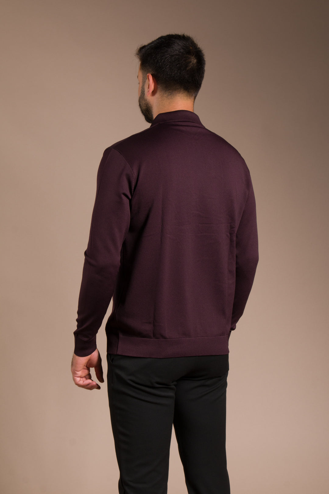 Bordo Desenli Polo Yaka Triko Kazak