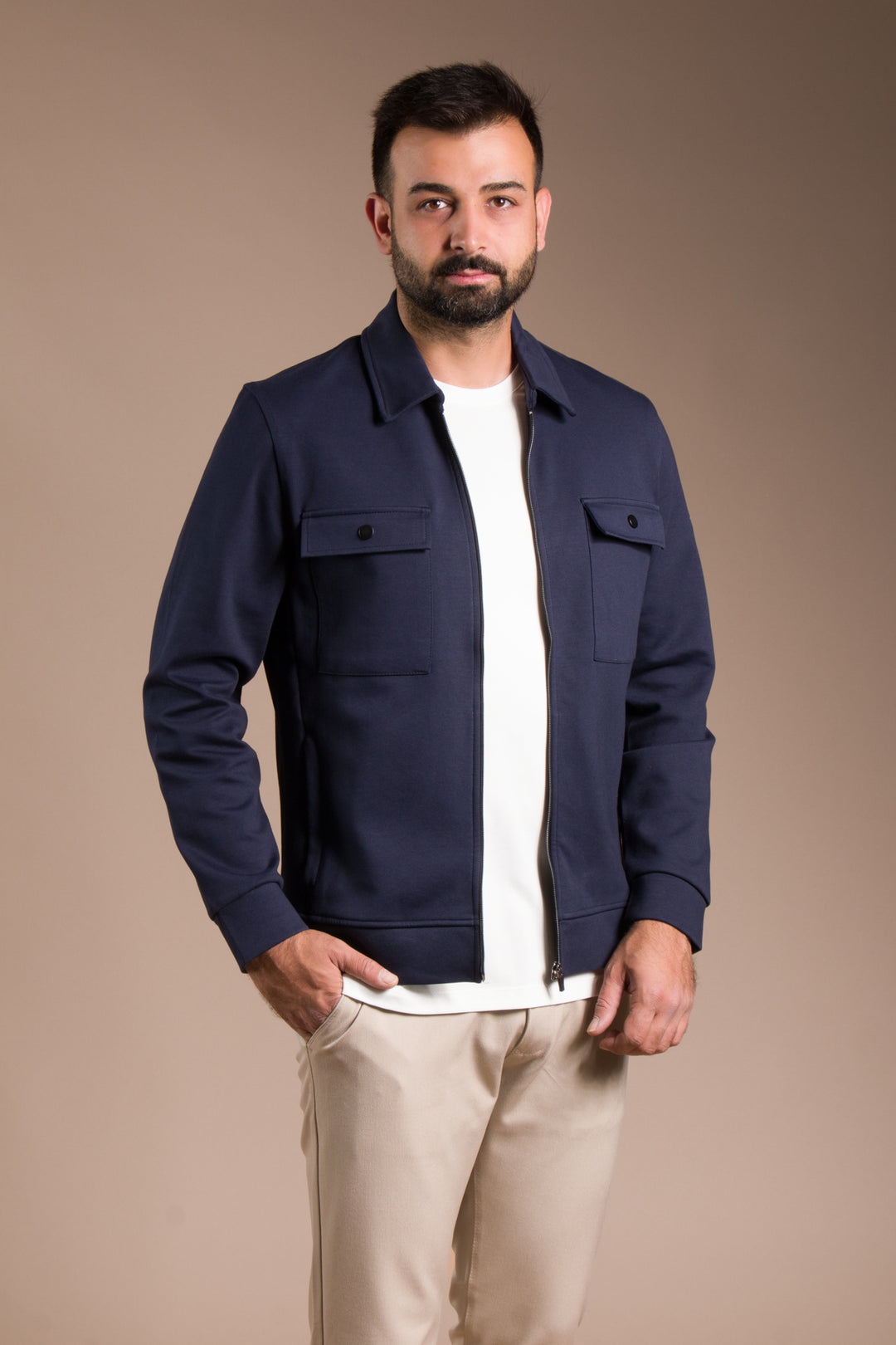 Lacivert Soft Penye İnce Ceket