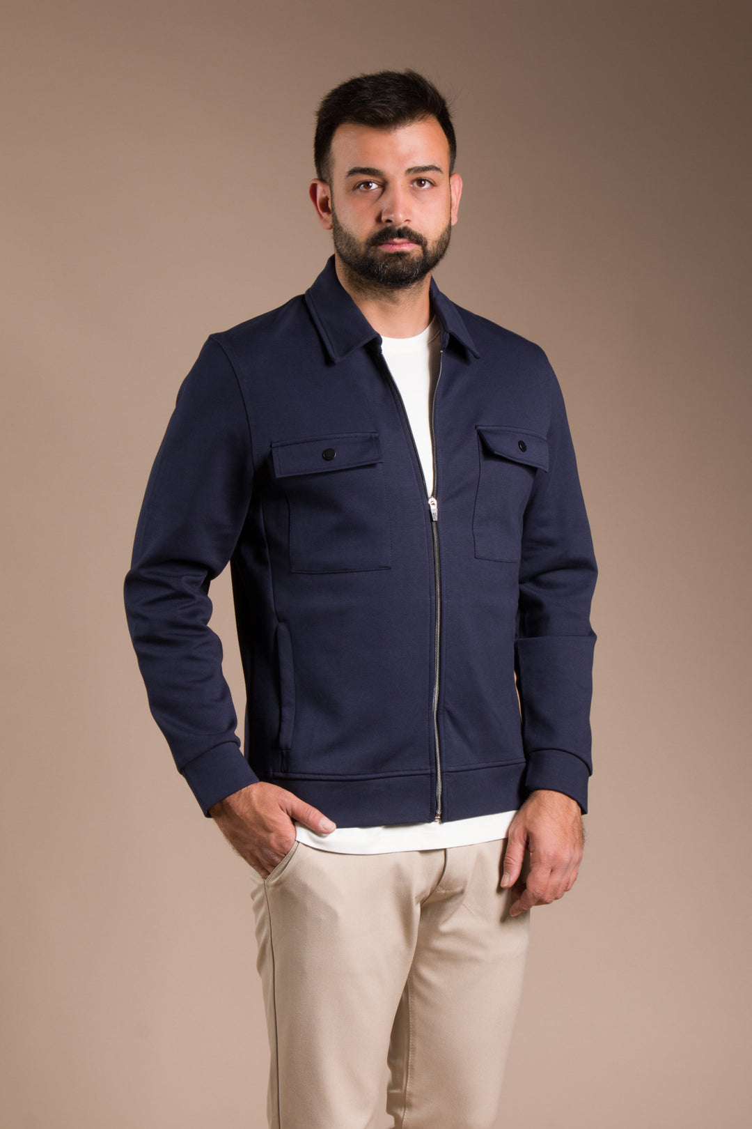 Lacivert Soft Penye İnce Ceket