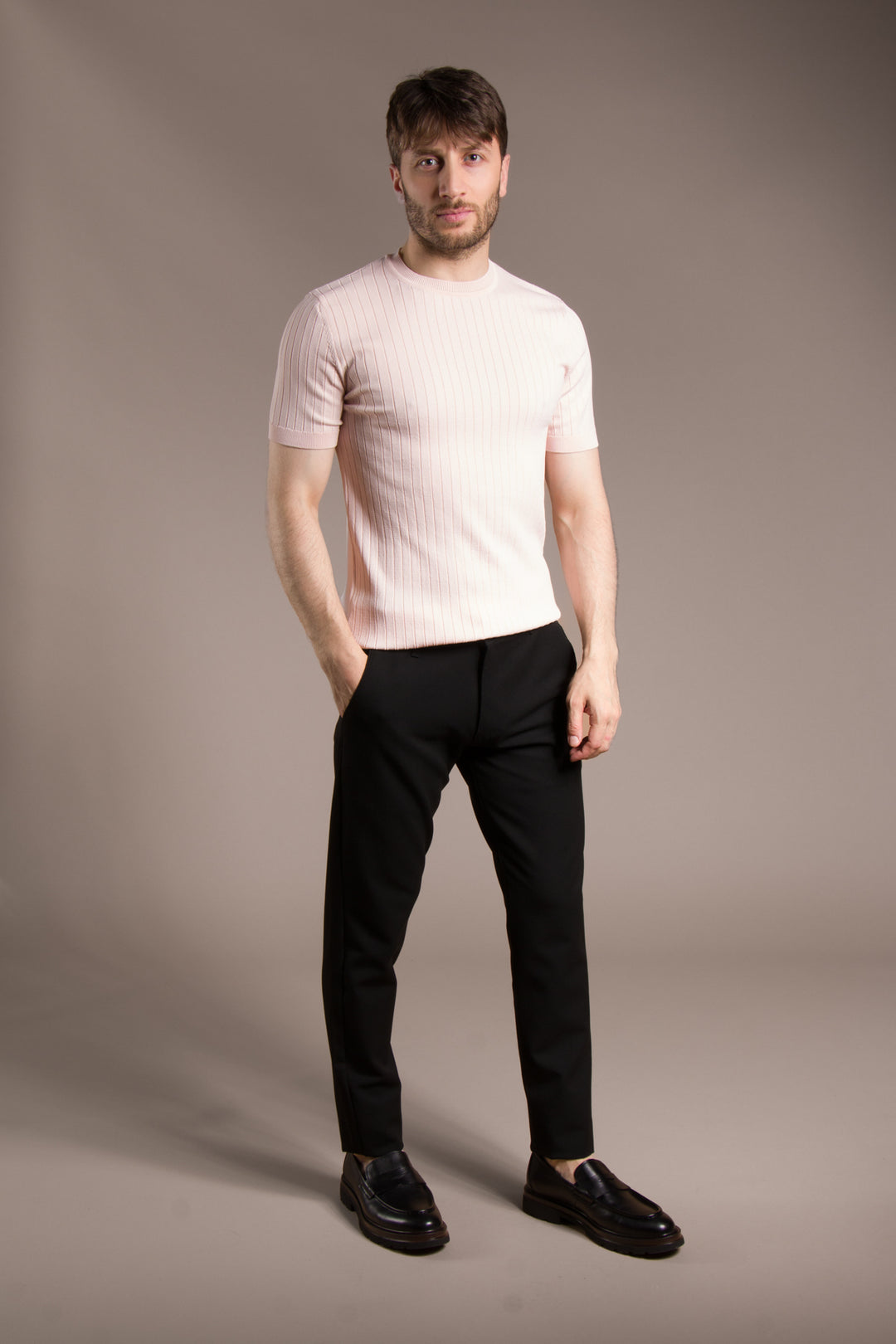 Rayon İplik Desenli O Yaka T-Shirt