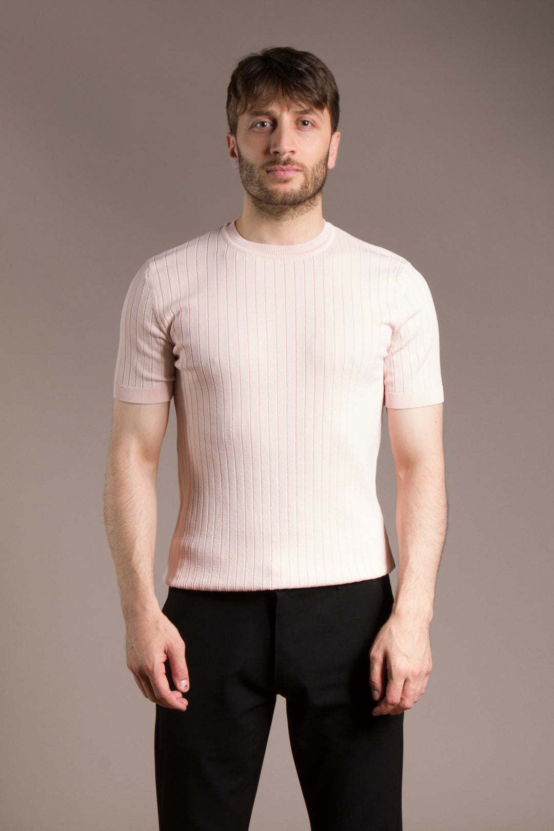 Rayon İplik Desenli O Yaka T-Shirt