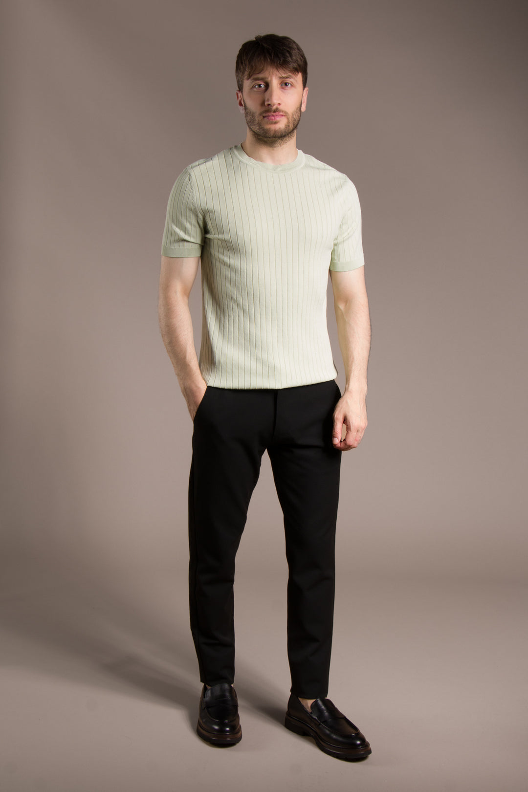 Rayon İplik Desenli O Yaka T-Shirt