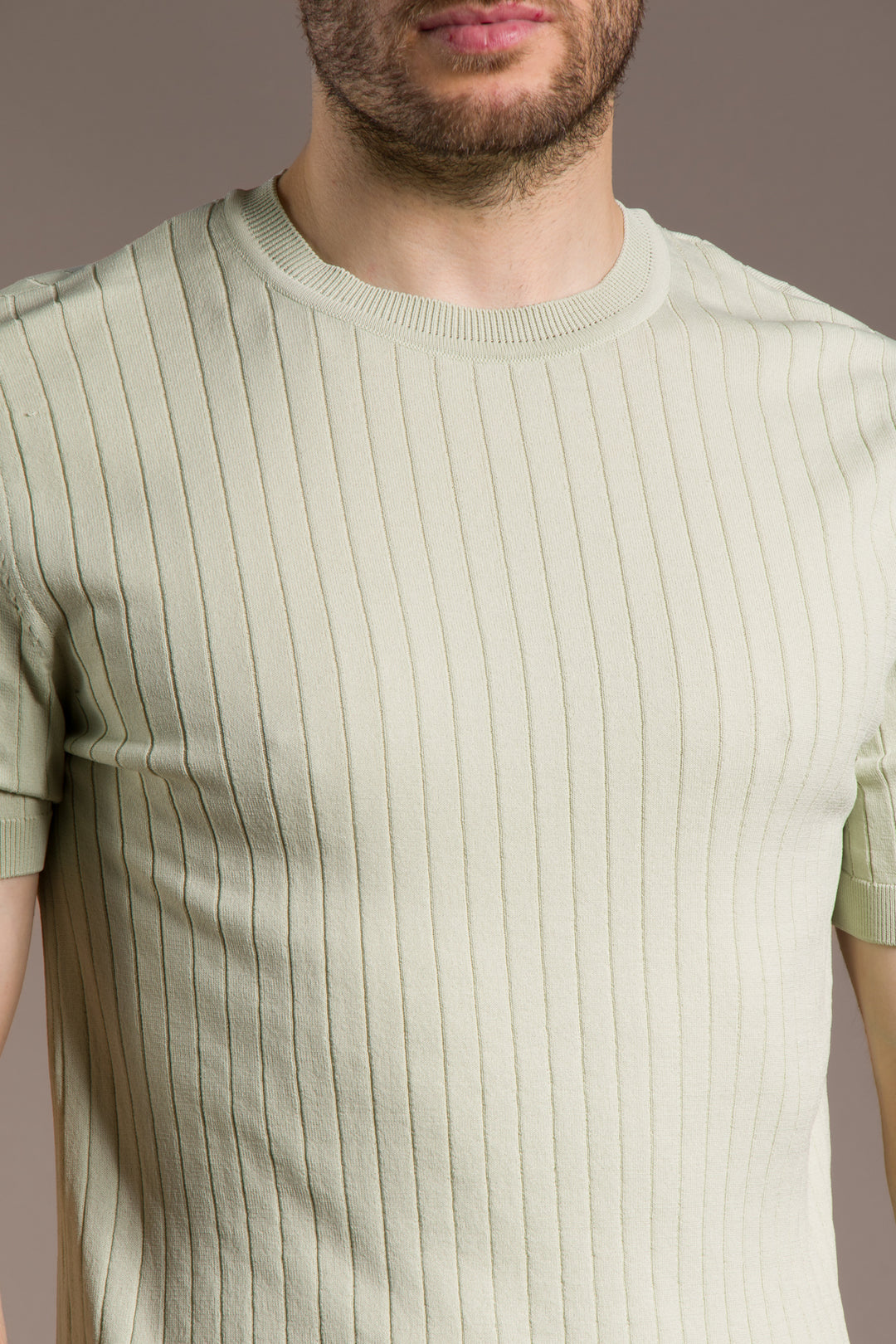 Rayon İplik Desenli O Yaka T-Shirt