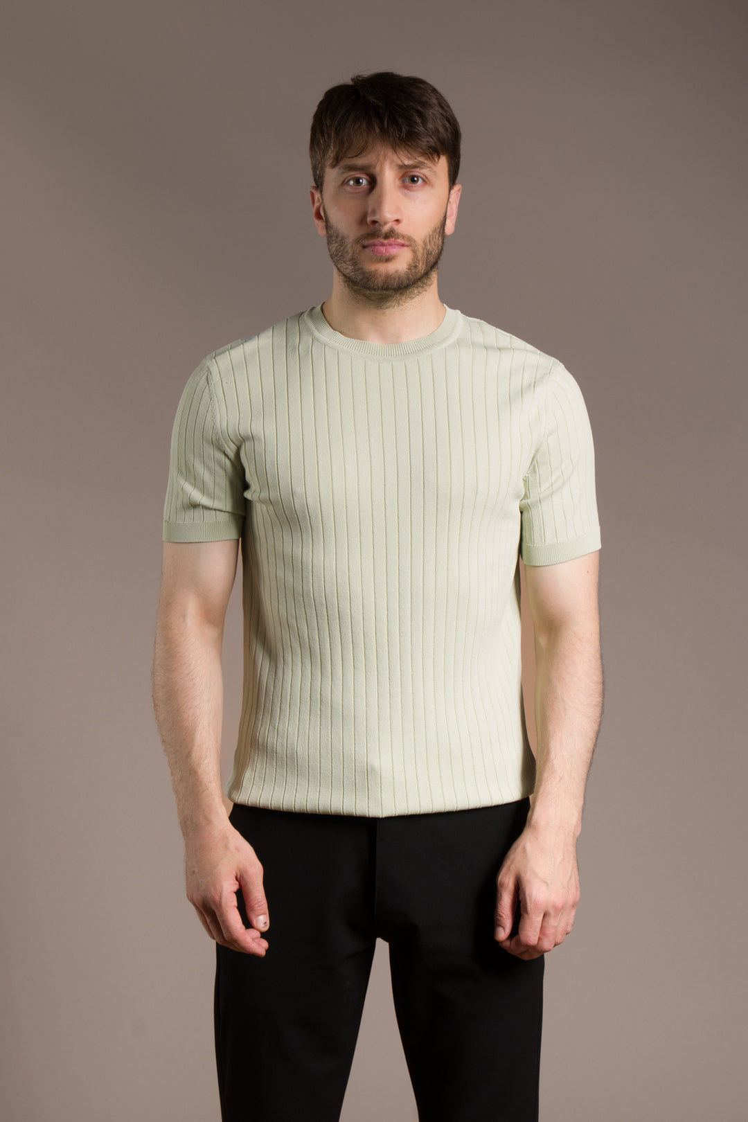 Rayon İplik Desenli O Yaka T-Shirt