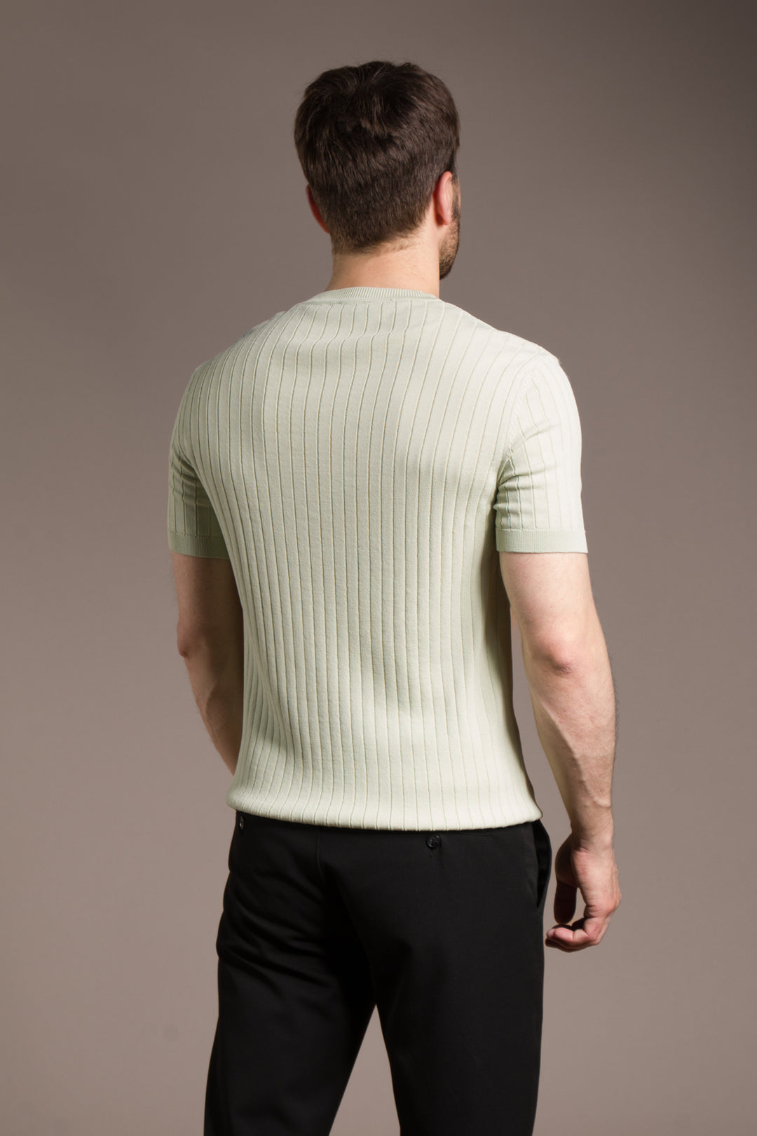 Rayon İplik Desenli O Yaka T-Shirt