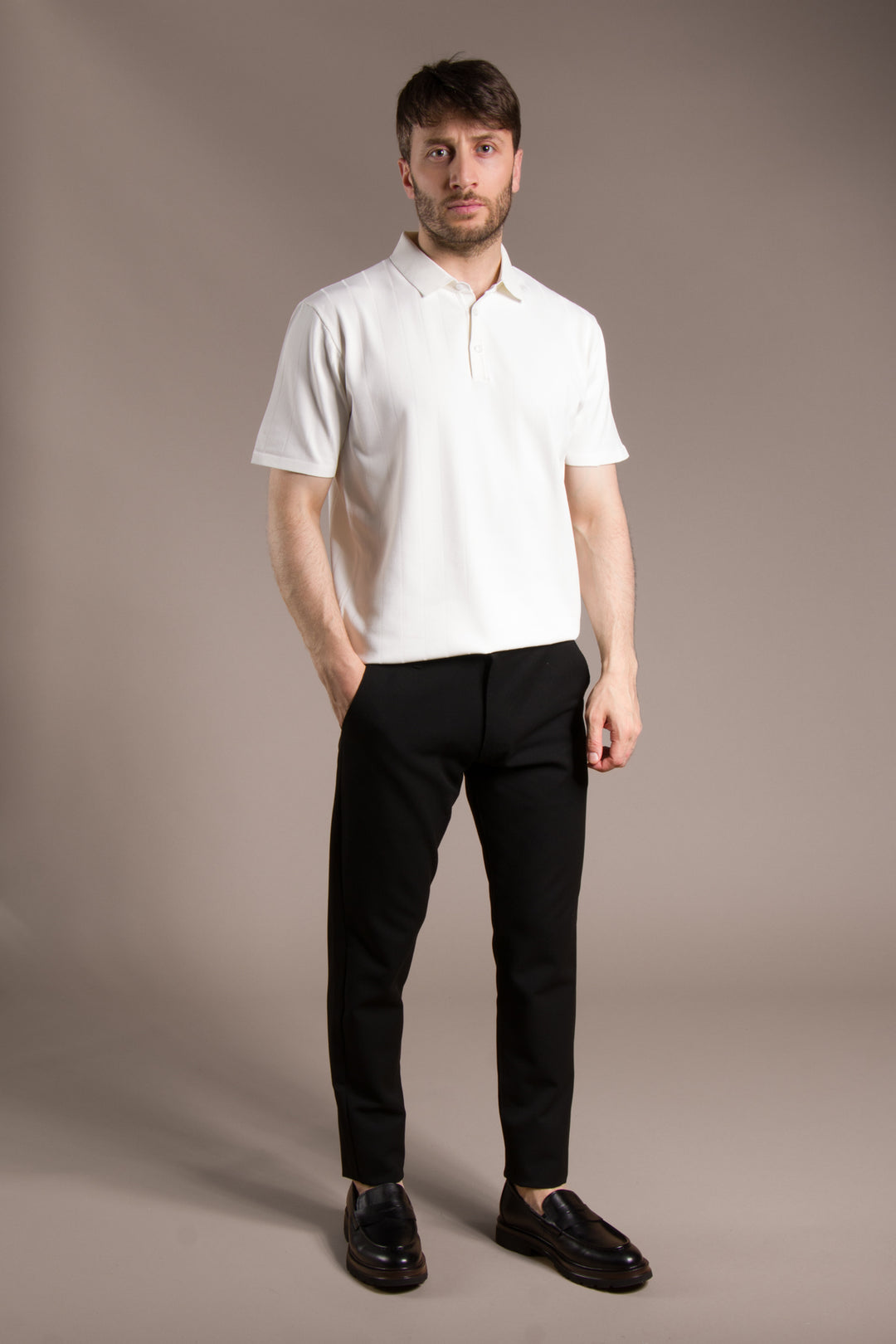 Desenli Polo Yaka Triko T-Shirt