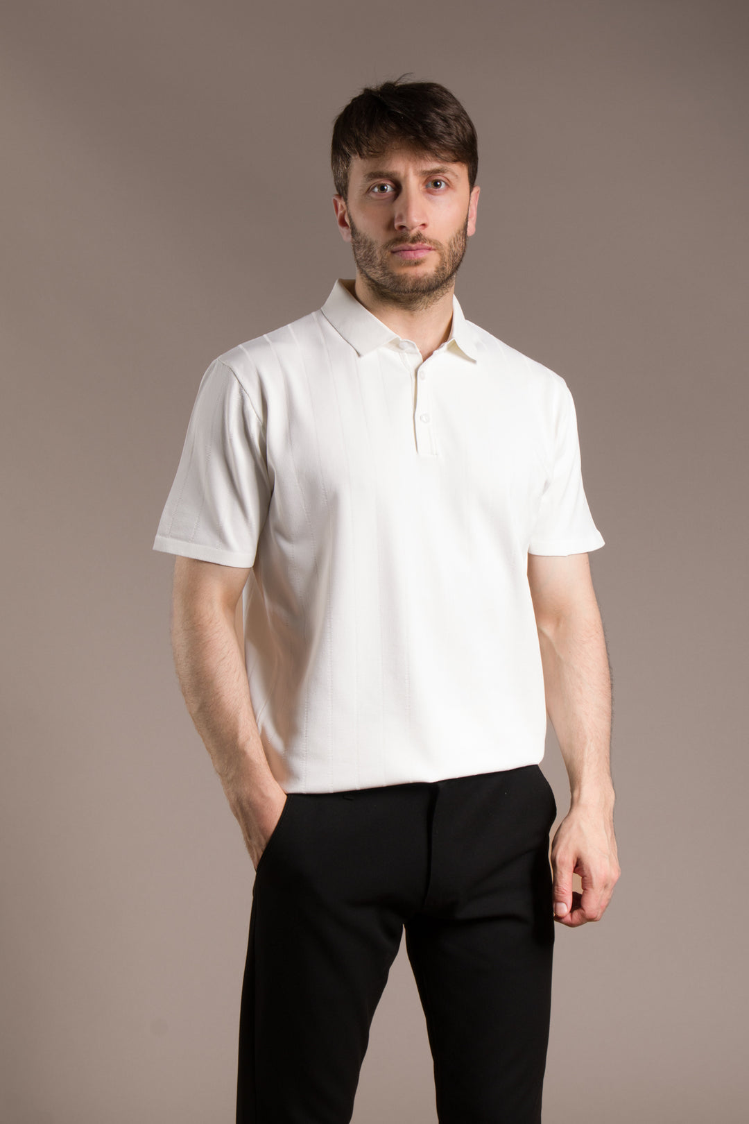 Desenli Polo Yaka Triko T-Shirt