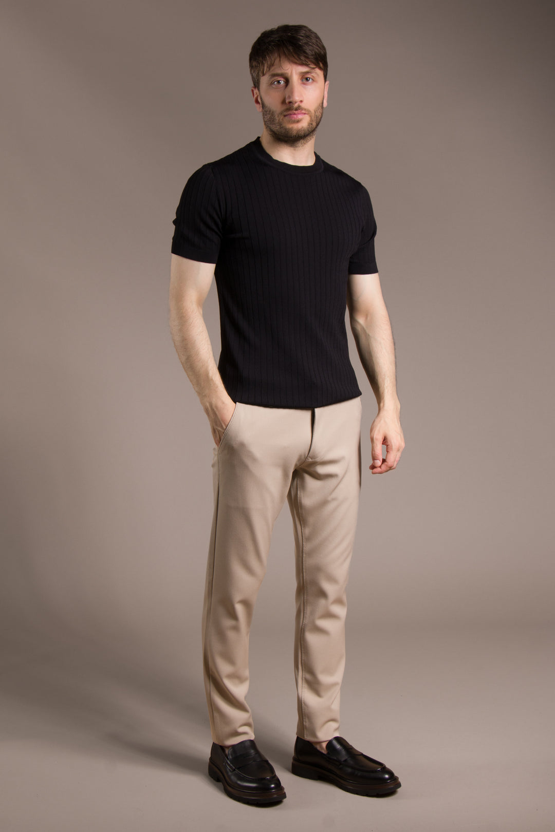 Rayon İplik Desenli O Yaka T-Shirt