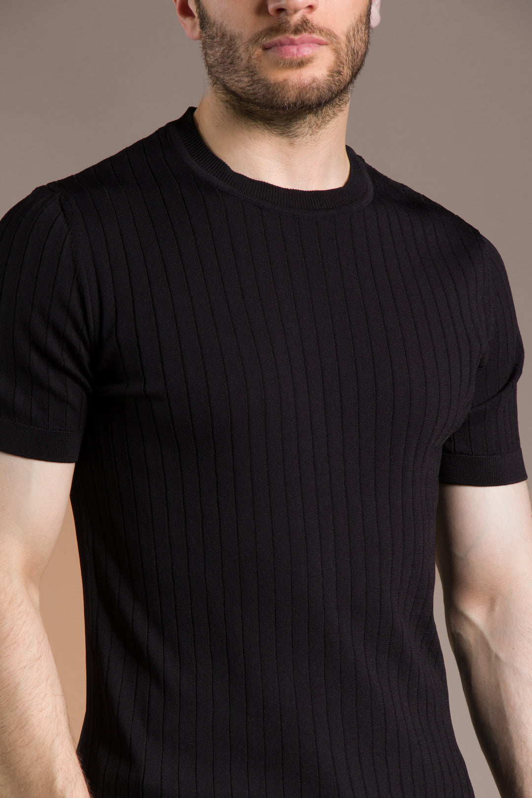 Rayon İplik Desenli O Yaka T-Shirt