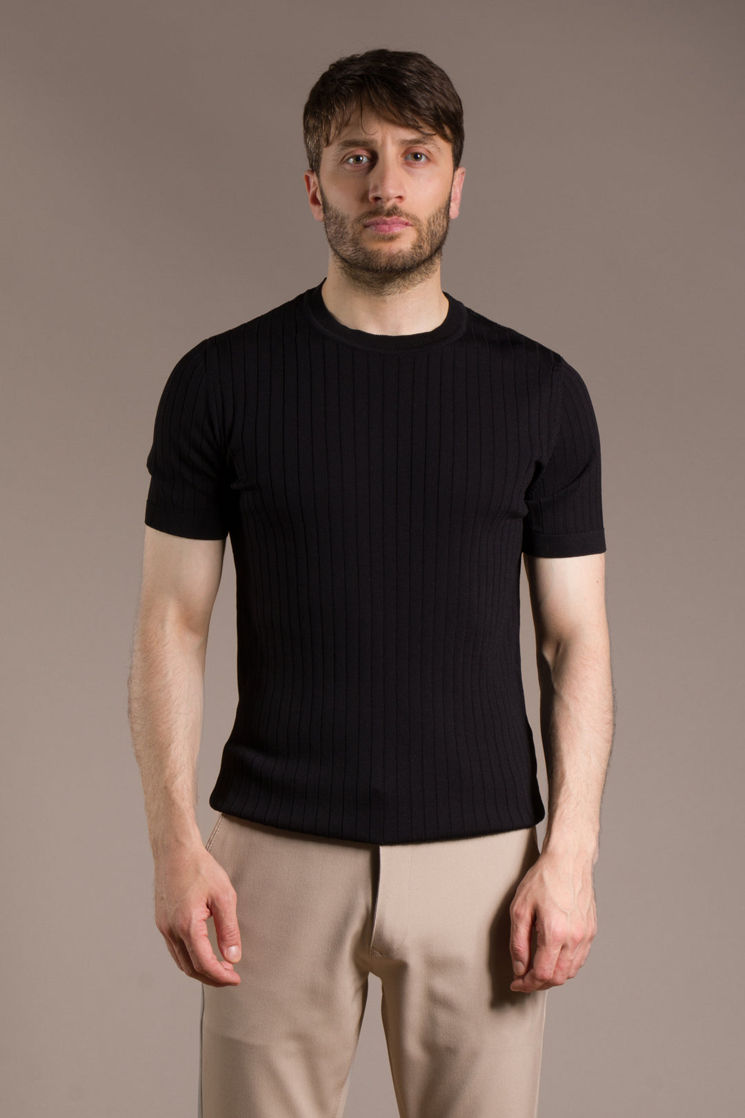 Rayon İplik Desenli O Yaka T-Shirt
