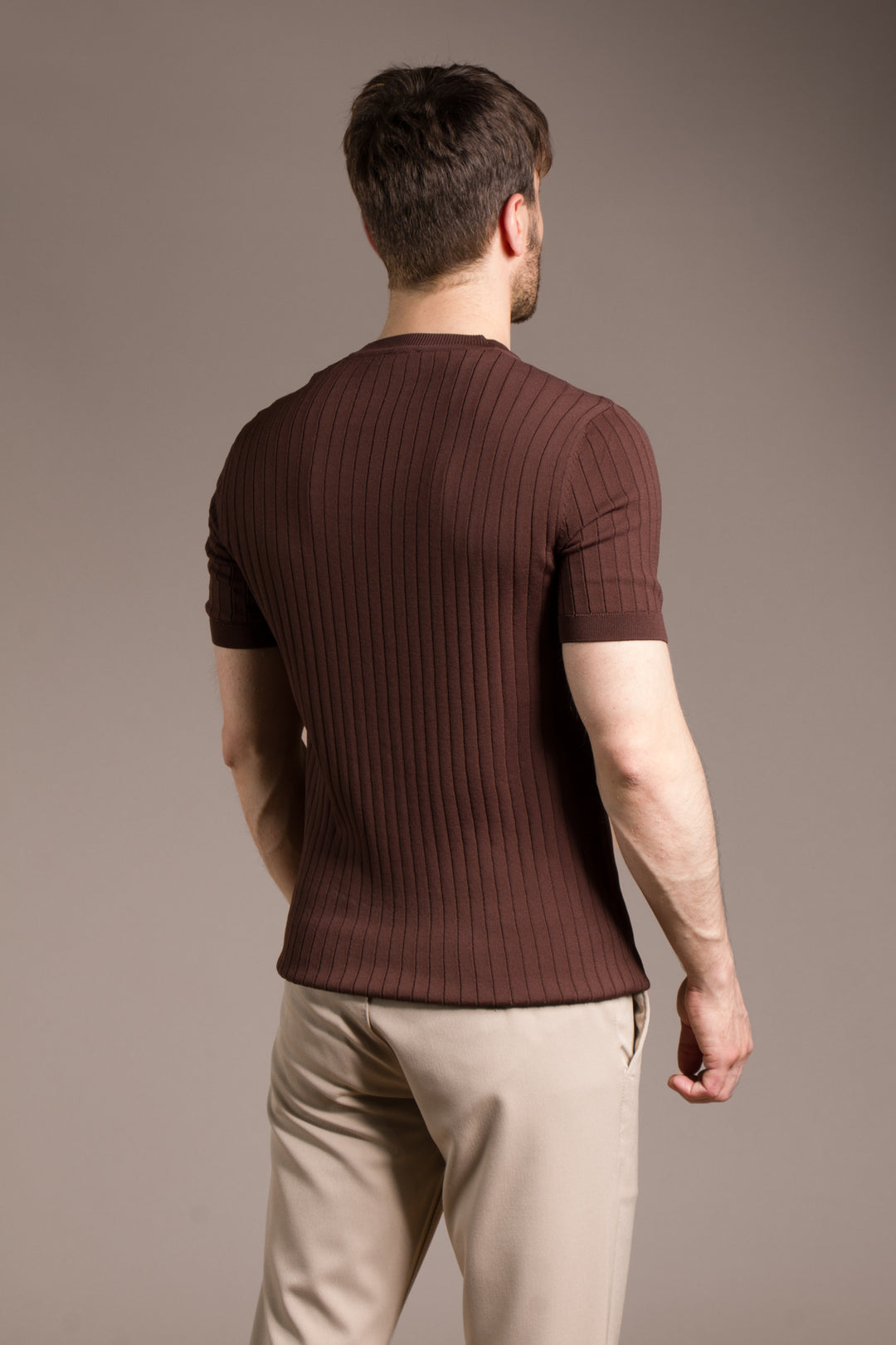Rayon İplik Desenli O Yaka T-Shirt