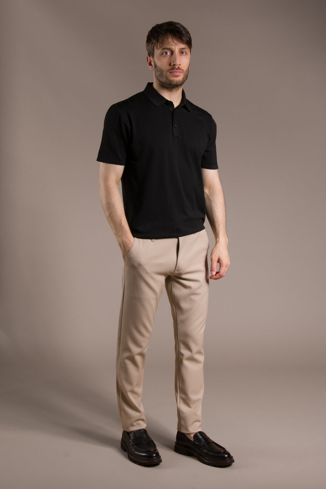 Desenli Polo Yaka Triko T-Shirt
