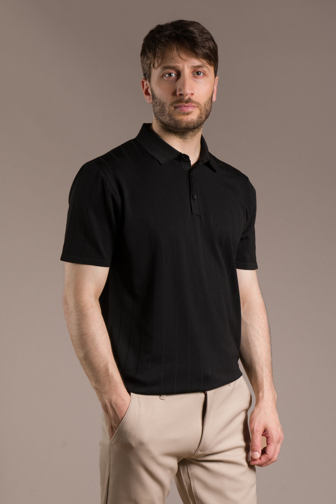 Desenli Polo Yaka Triko T-Shirt