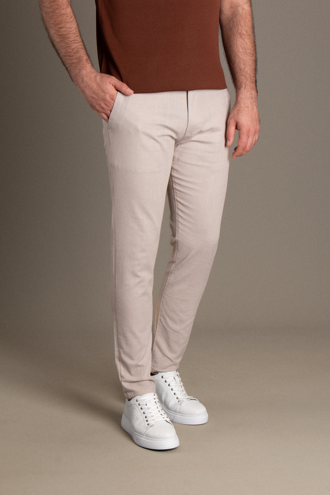 Slim Fit Keten Pantolon