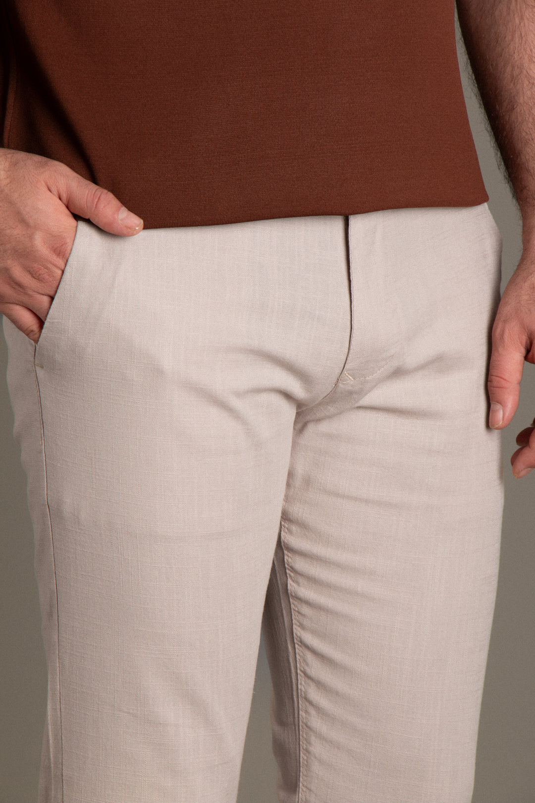 Slim Fit Keten Pantolon