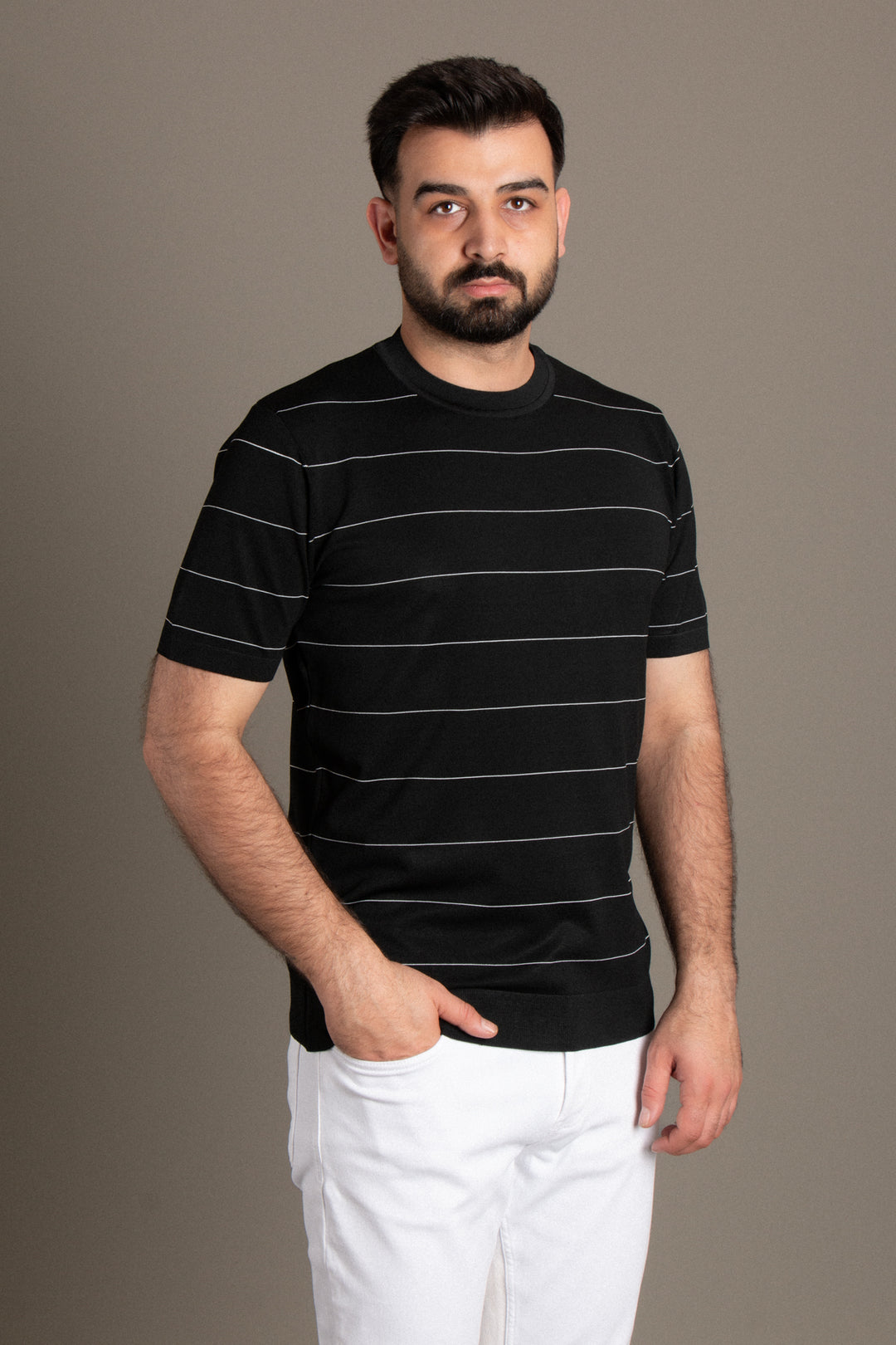 Çizgili Triko T-Shirt