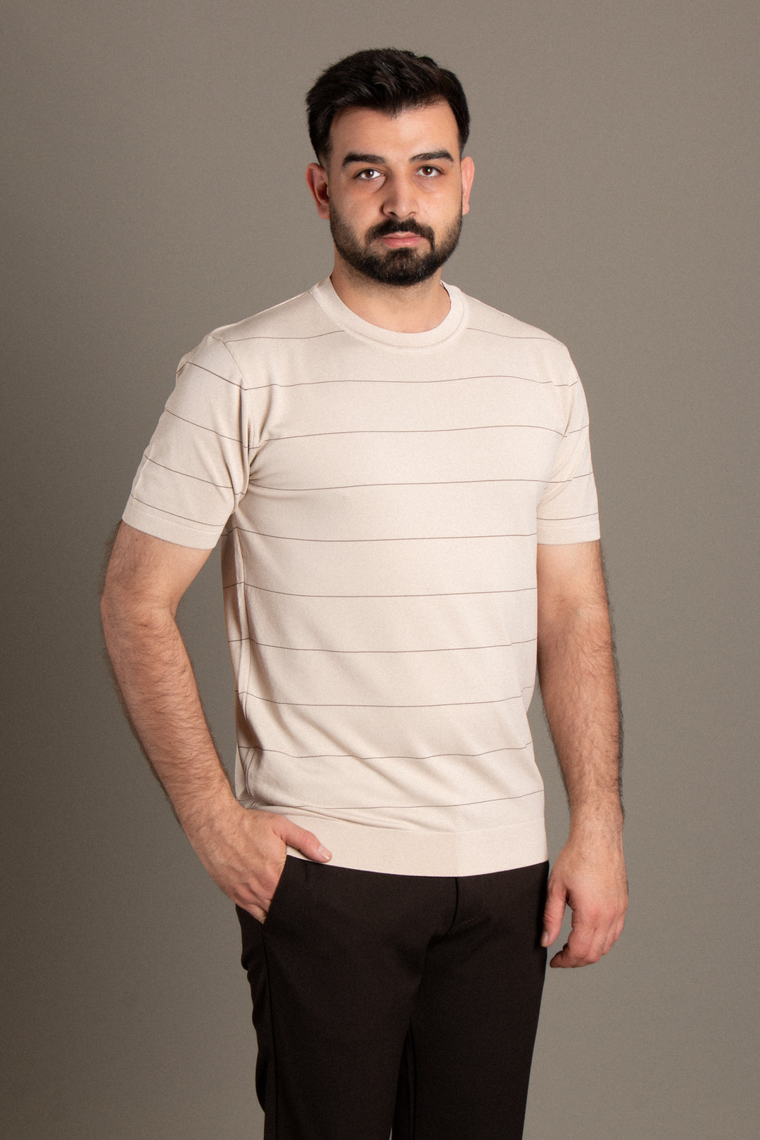 Çizgili Triko T-Shirt