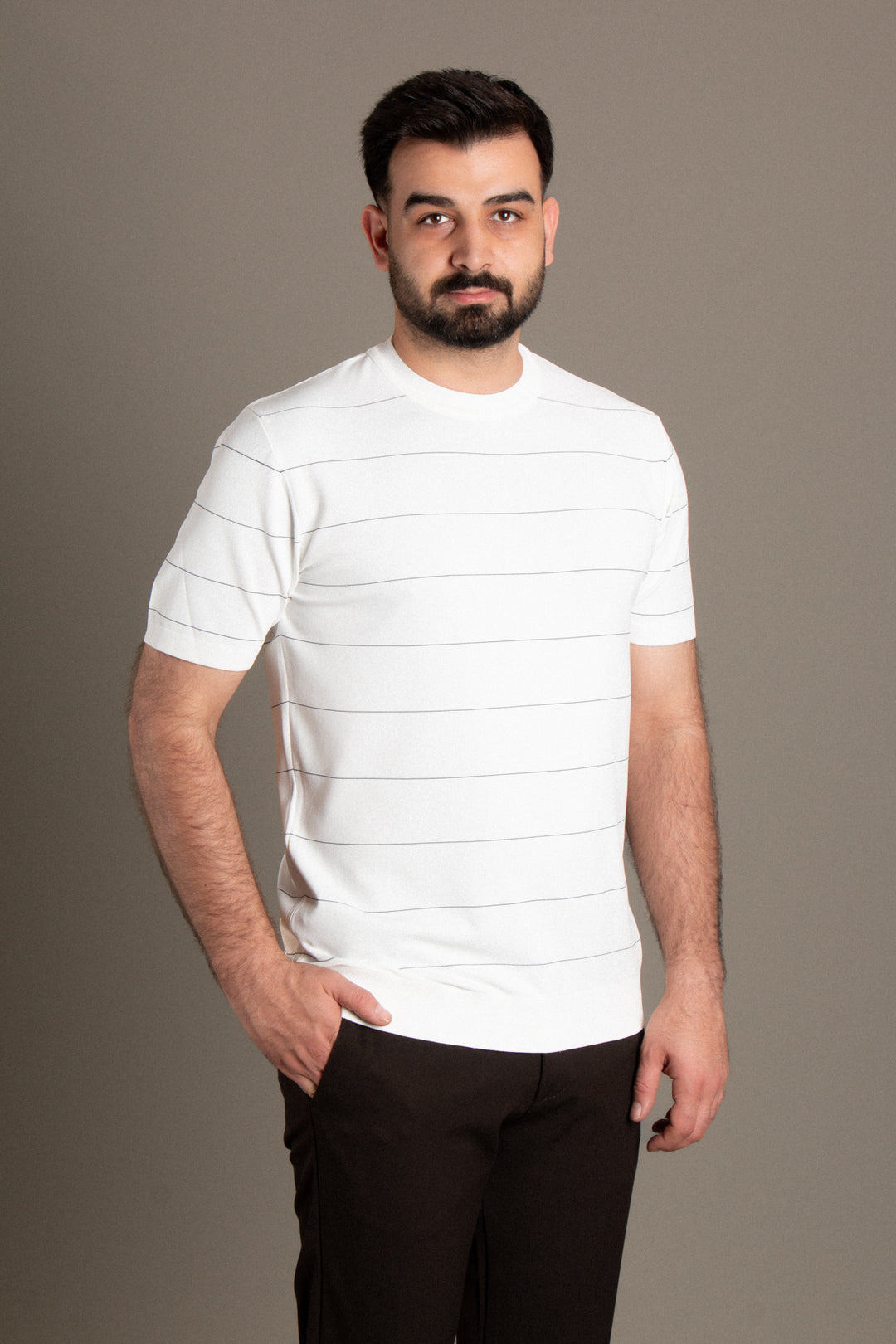 Çizgili Triko T-Shirt