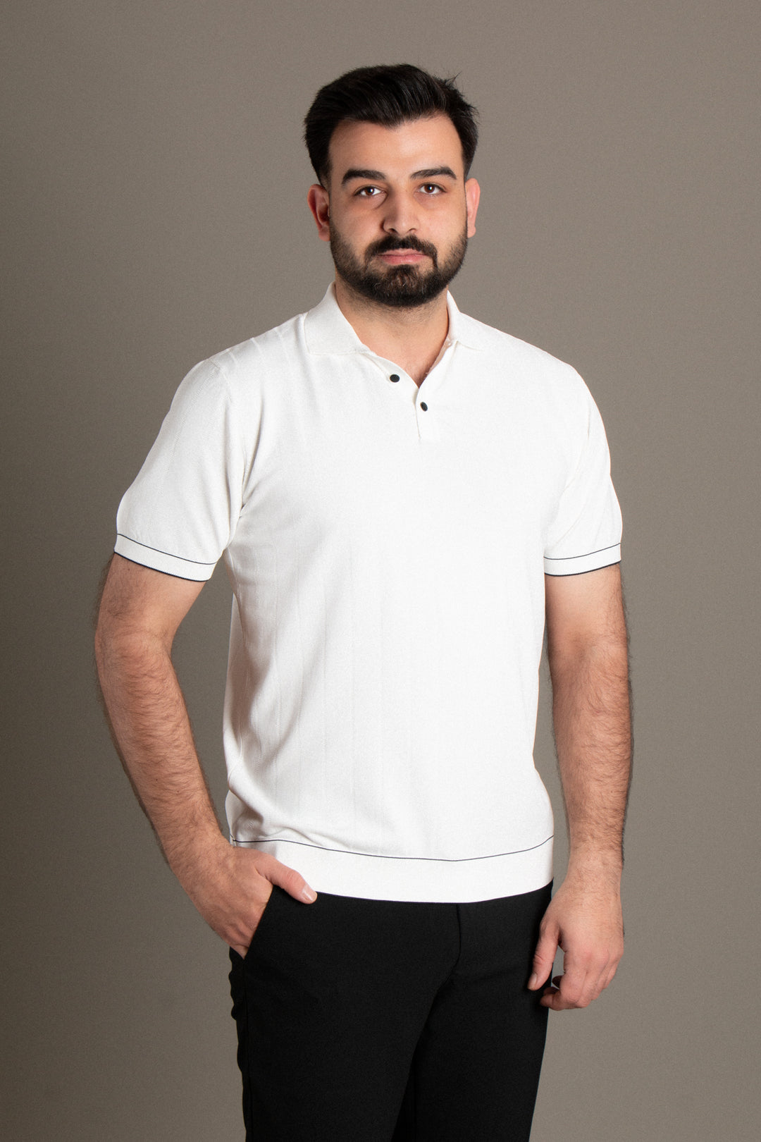 Desenli Dokulu Polo Triko T-Shirt