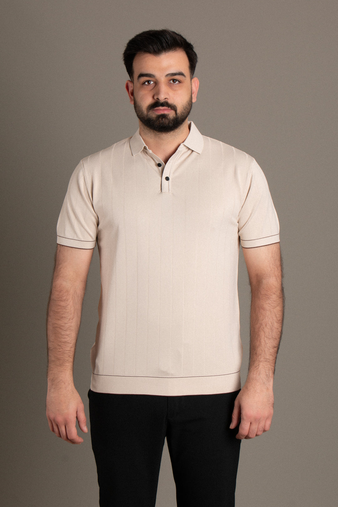 Desenli Dokulu Polo Triko T-Shirt