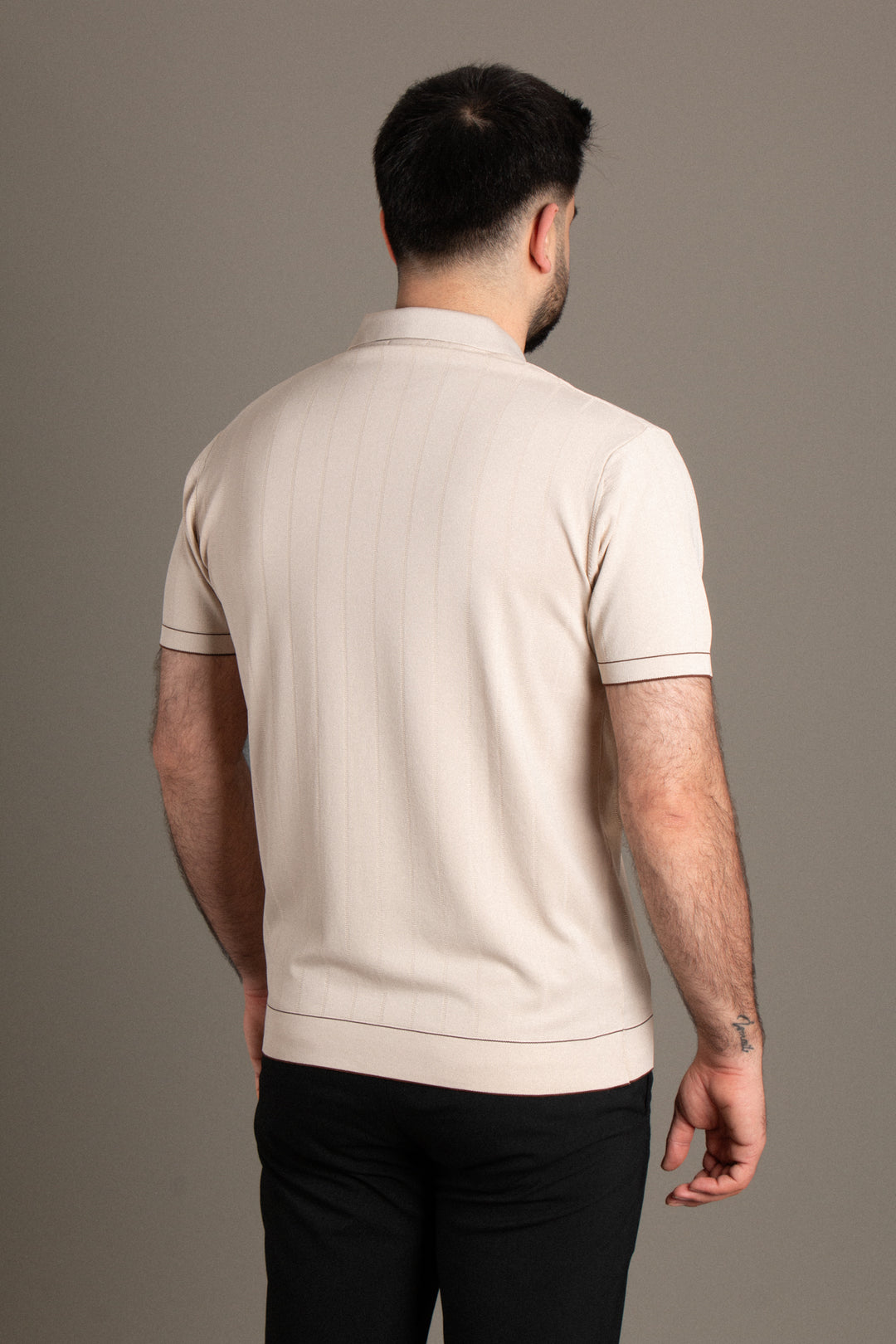 Desenli Dokulu Polo Triko T-Shirt