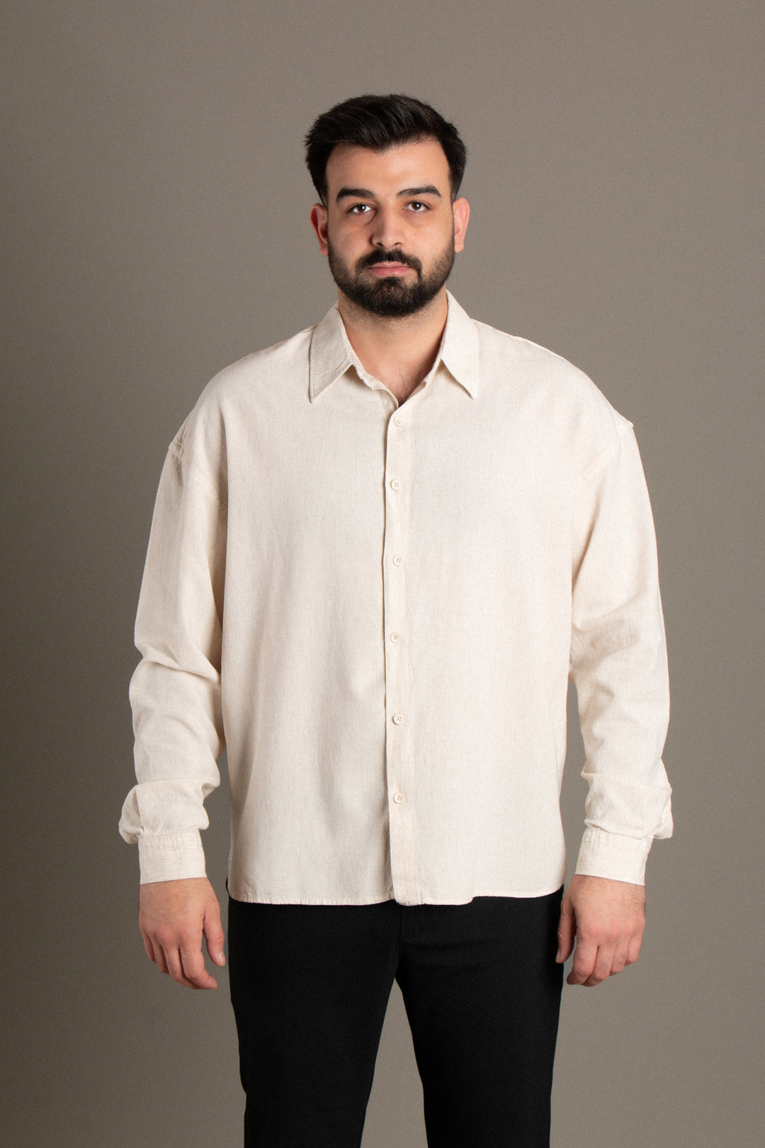 Oversize Keten Gies Gömlek