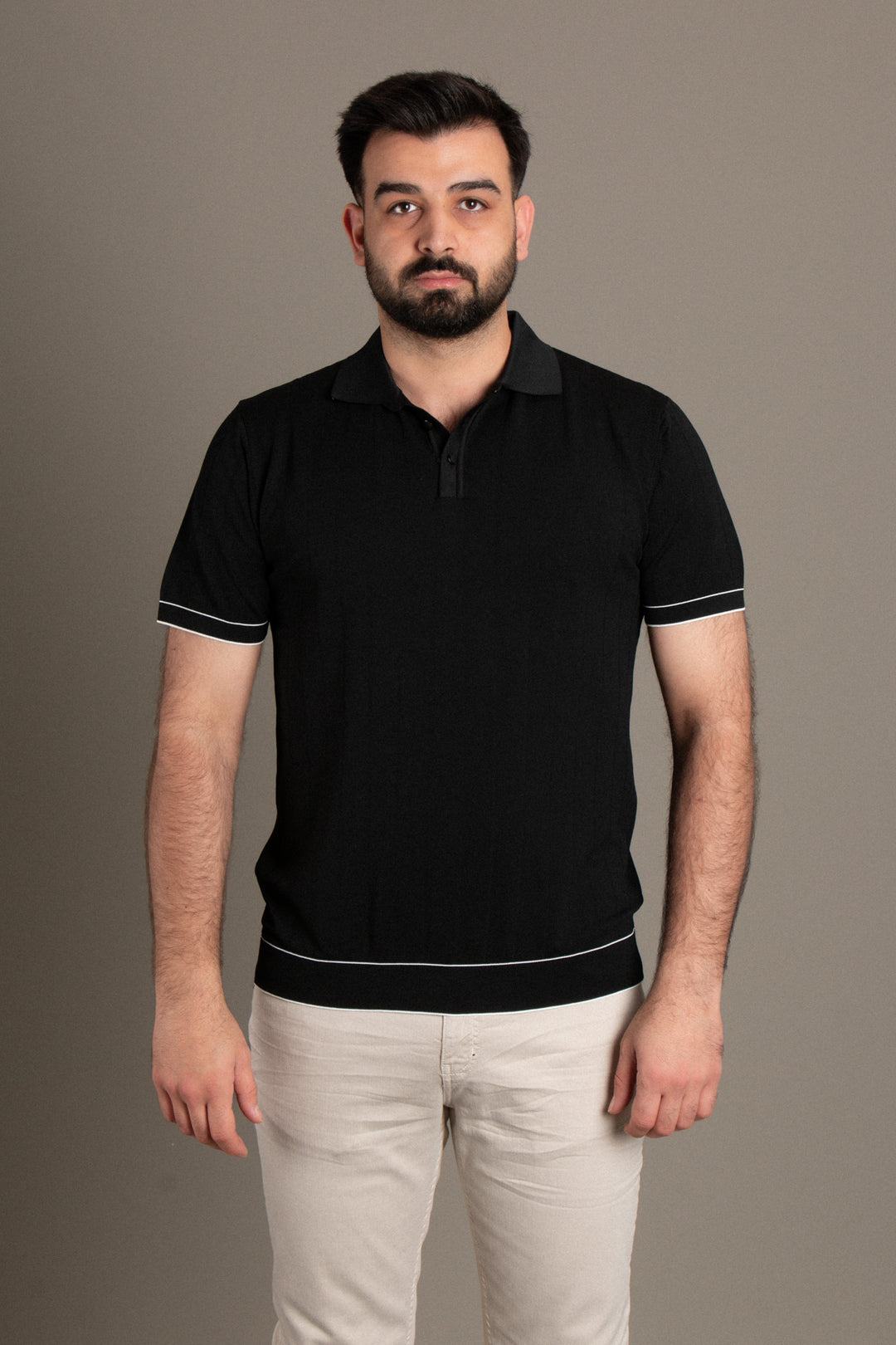 Desenli Dokulu Polo Triko T-Shirt