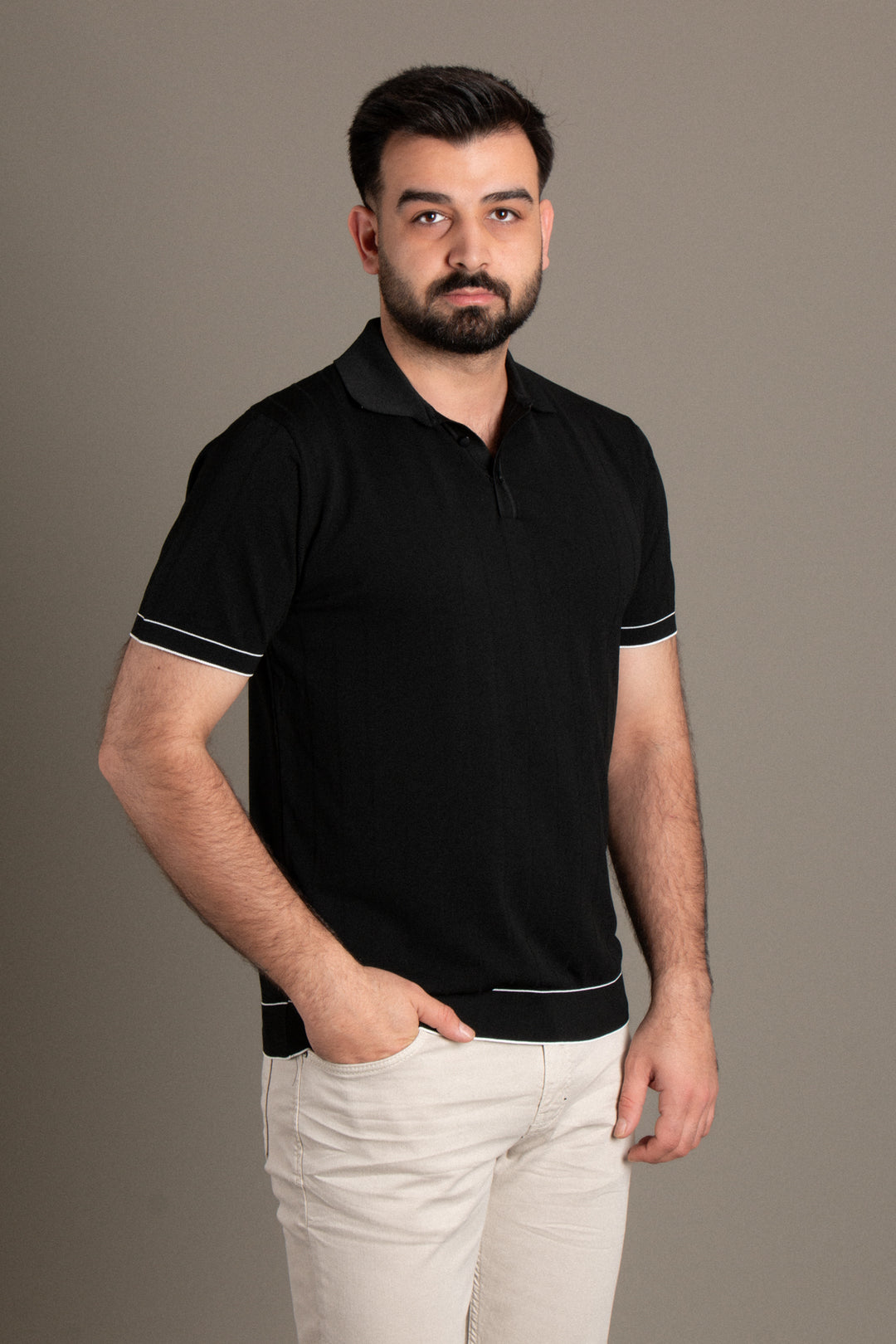 Desenli Dokulu Polo Triko T-Shirt
