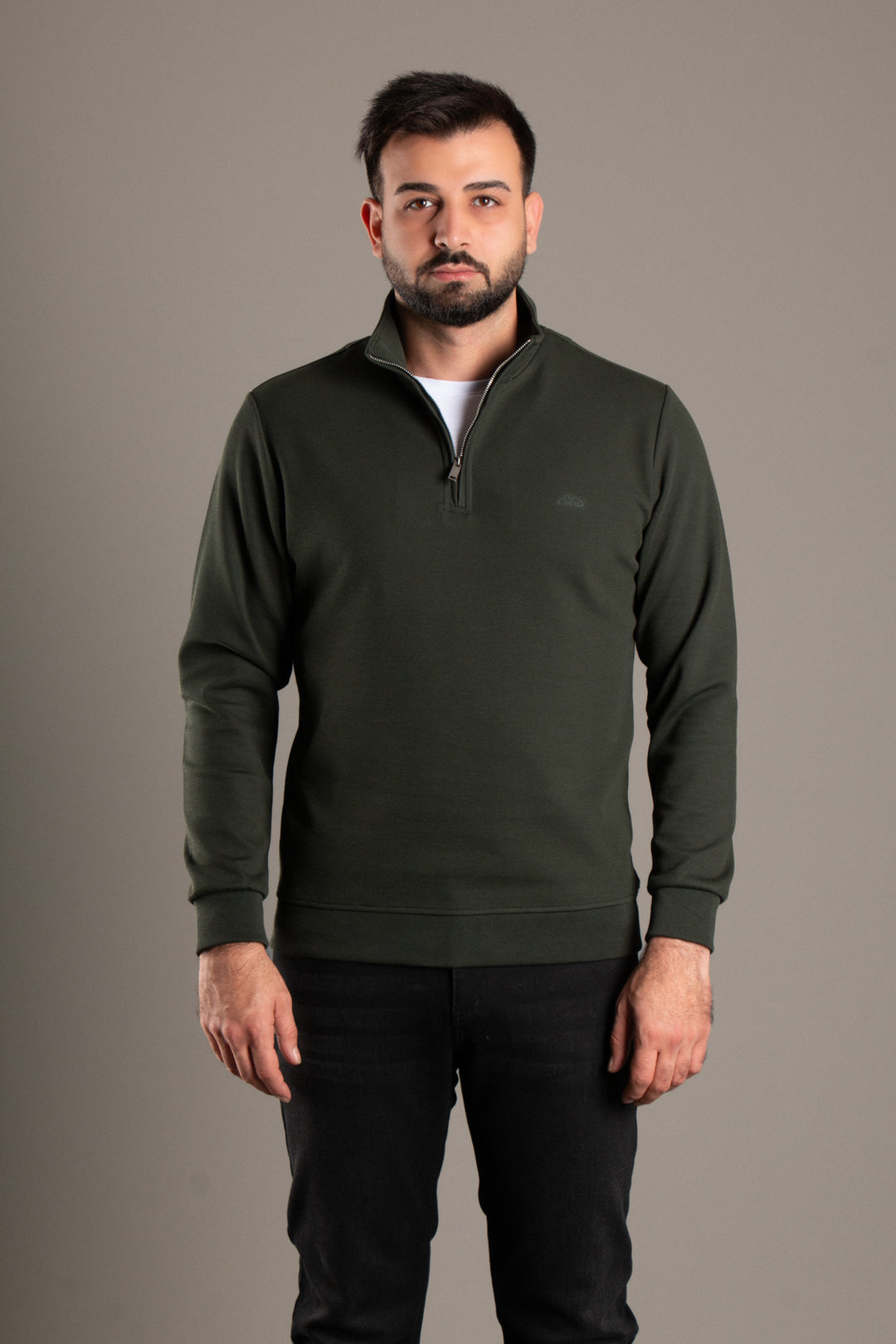 Dokulu Fermuarlı Sweatshirt