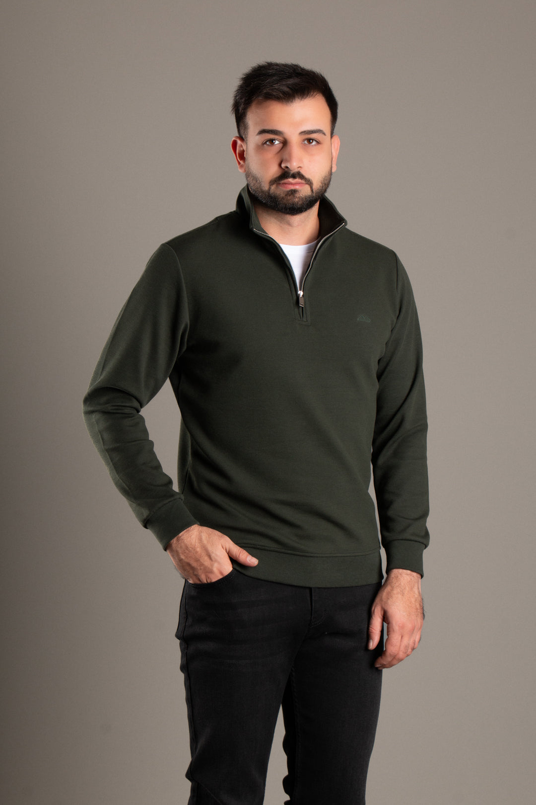 Dokulu Fermuarlı Sweatshirt
