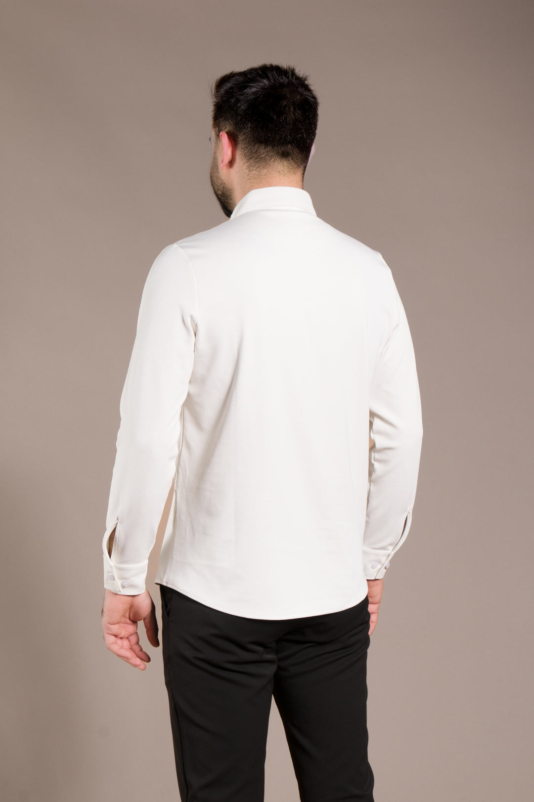 Dokulu Uzun Kol Slim Fit Gömlek