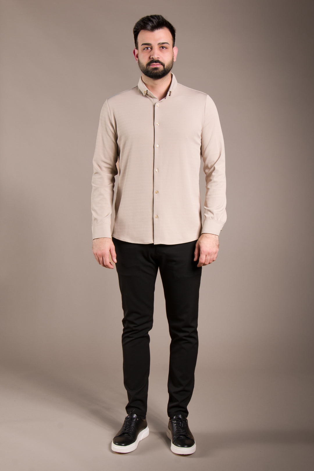 Dokulu Uzun Kol Slim Fit Gömlek