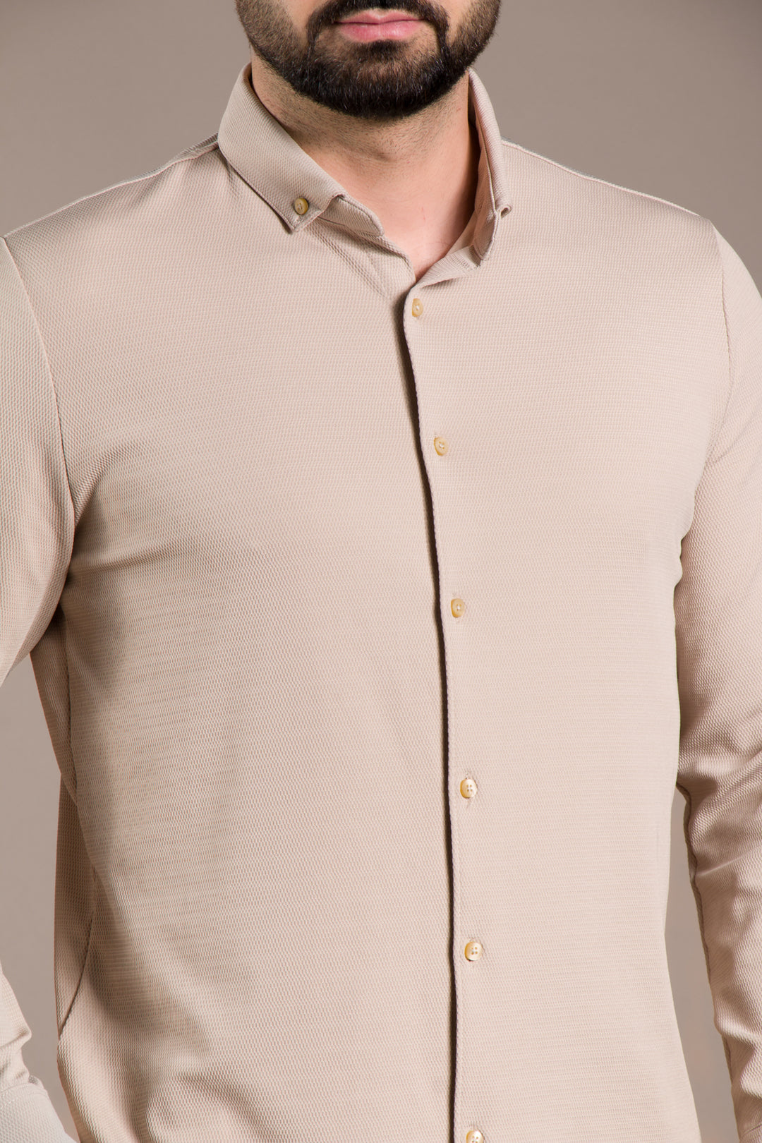 Dokulu Uzun Kol Slim Fit Gömlek