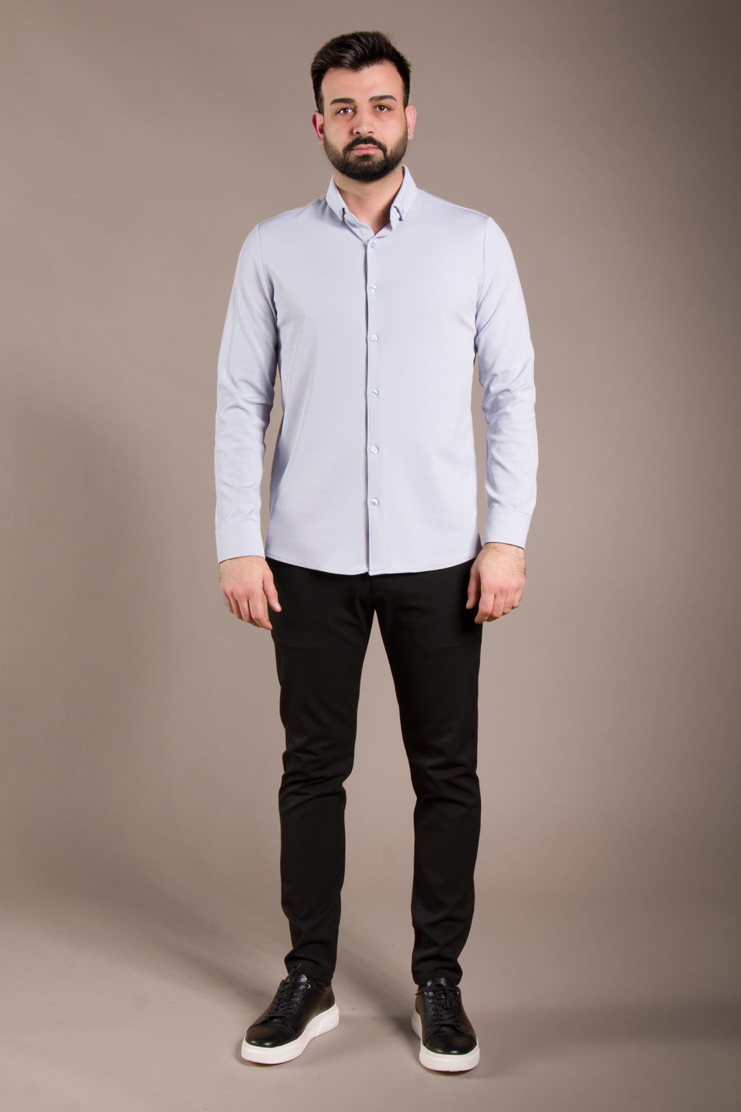 Dokulu Uzun Kol Slim Fit Gömlek