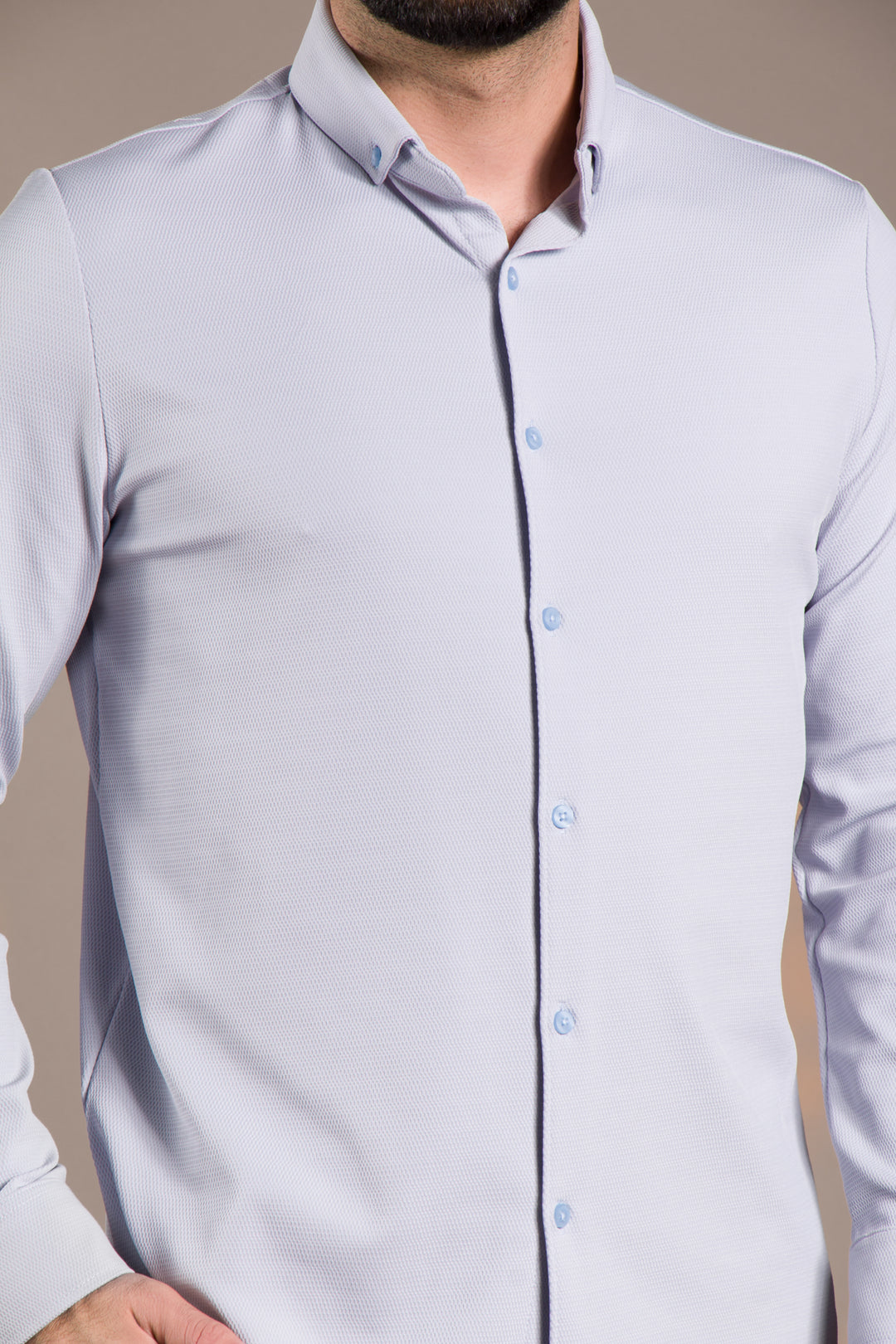 Dokulu Uzun Kol Slim Fit Gömlek
