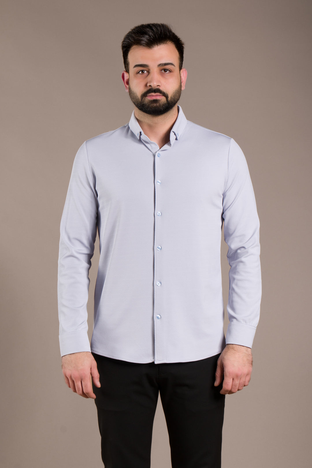 Dokulu Uzun Kol Slim Fit Gömlek