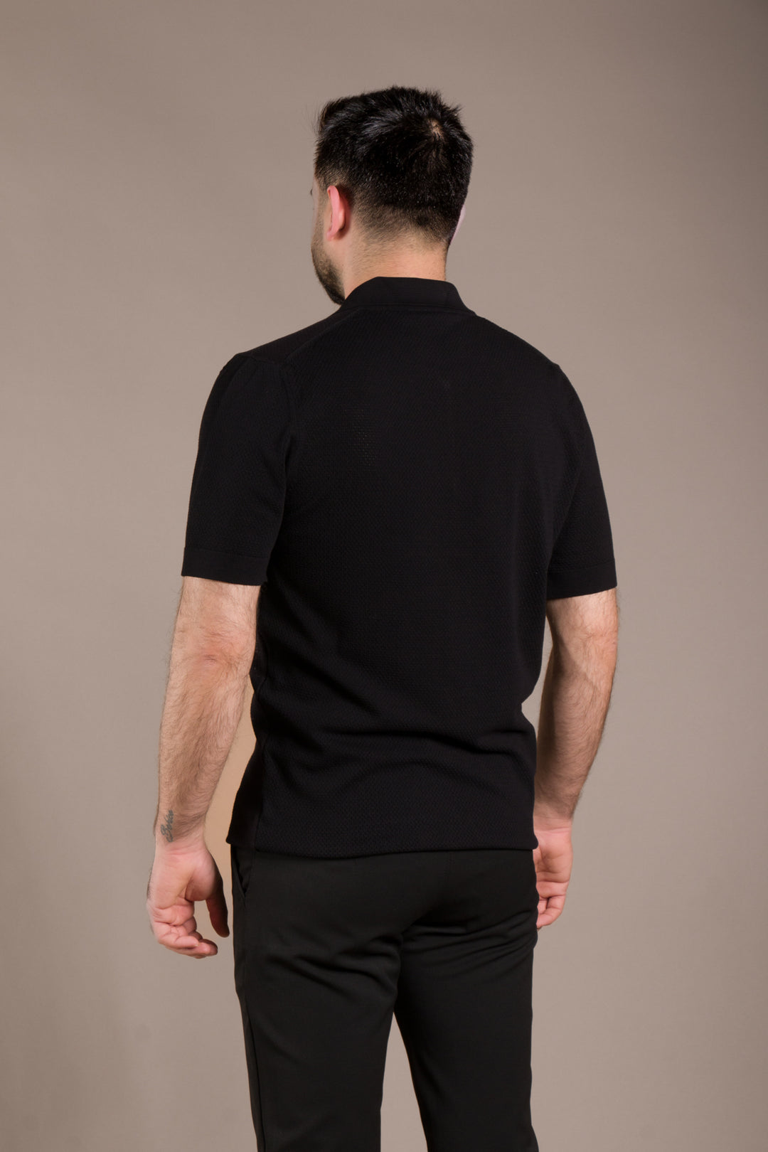 Dokulu Polo Yaka Fermuarlı Slim Fit T-Shirt