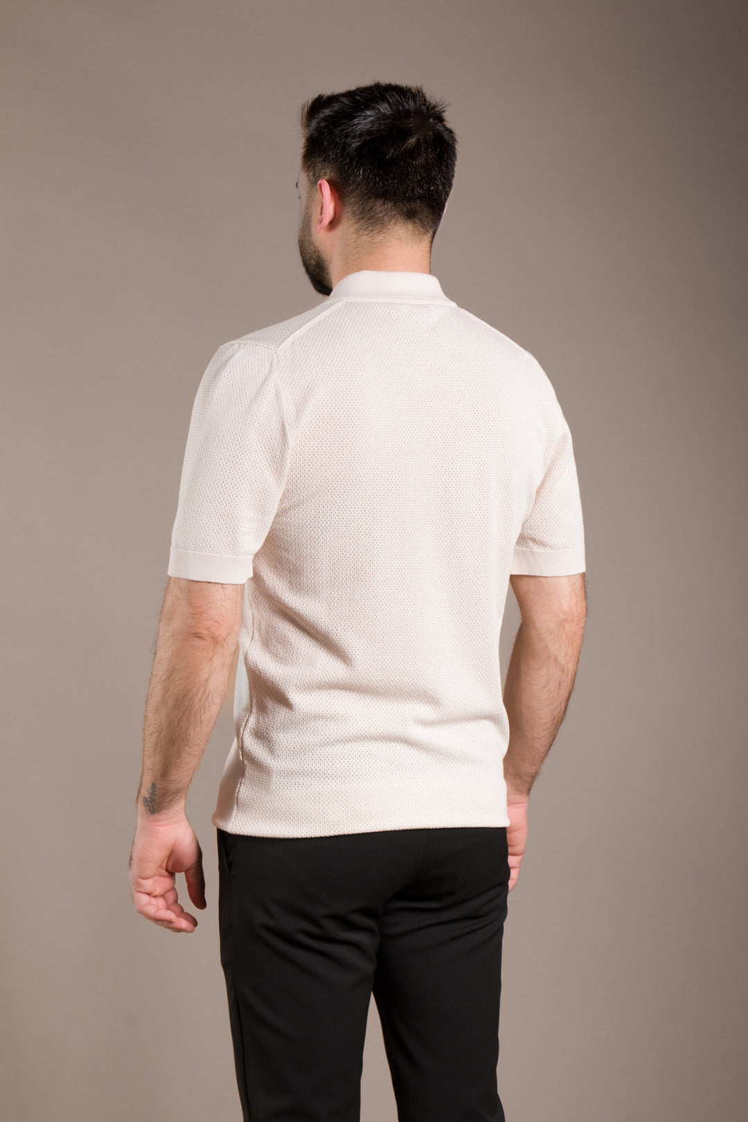 Dokulu Polo Yaka Fermuarlı Slim Fit T-Shirt