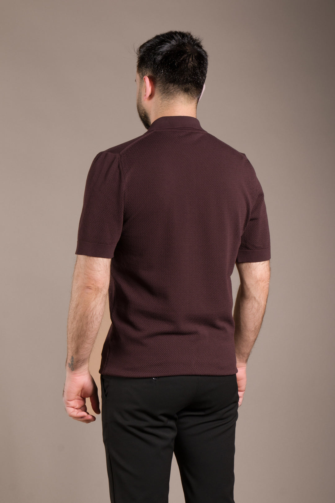 Dokulu Polo Yaka Fermuarlı Slim Fit T-Shirt