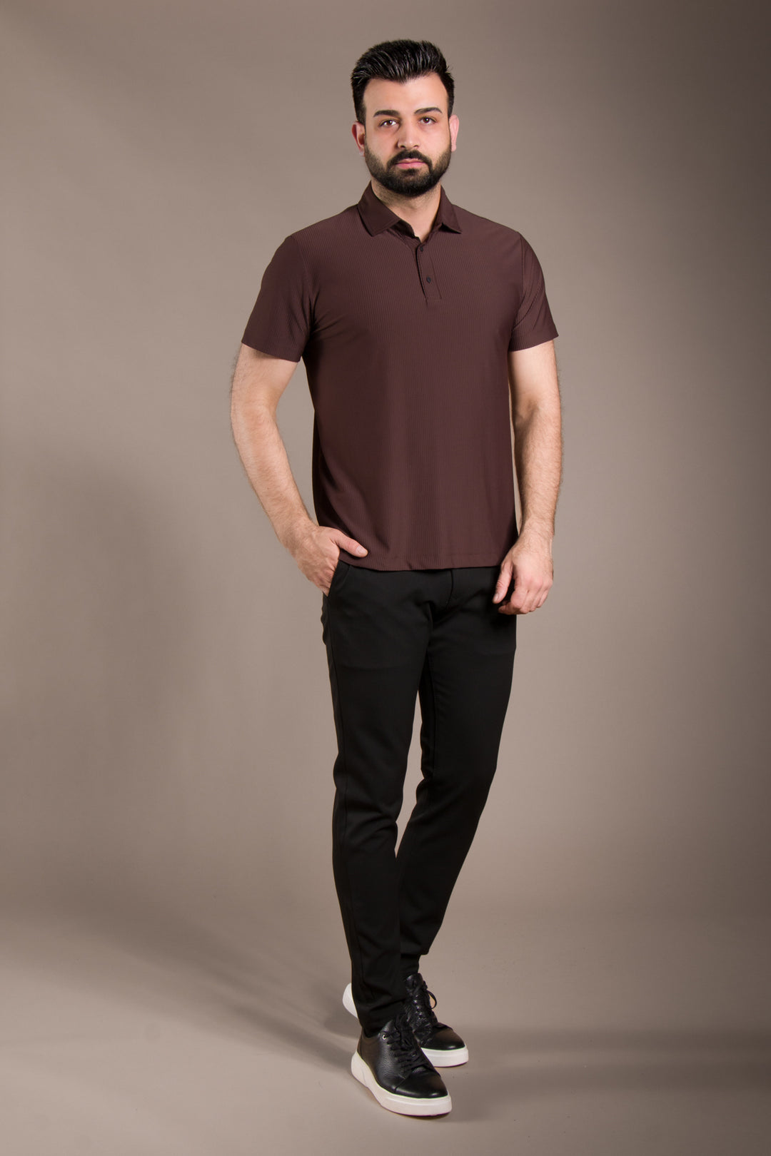 Polo Yaka T-Shirt Çizgi Detaylı