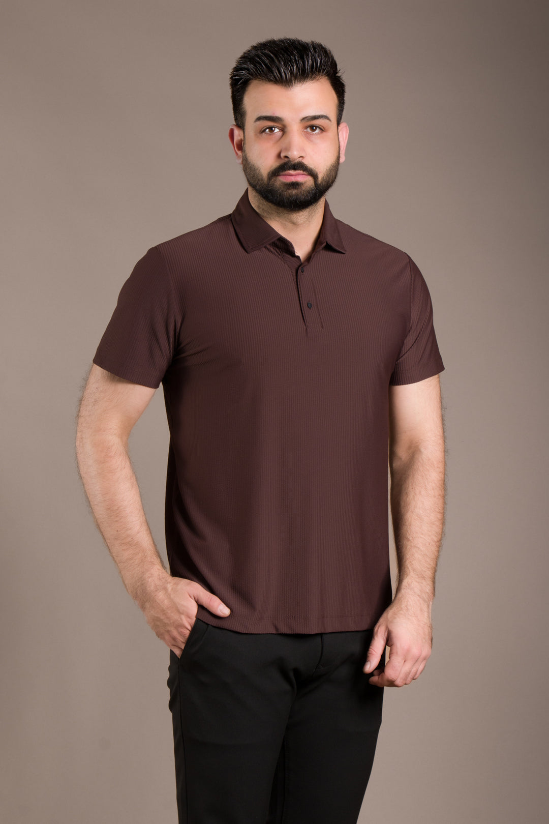Polo Yaka T-Shirt Çizgi Detaylı