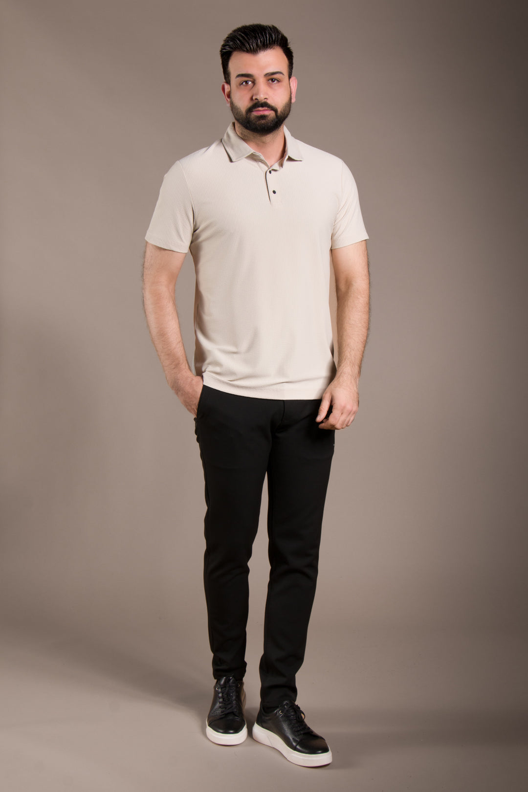 Polo Yaka T-Shirt Çizgi Detaylı