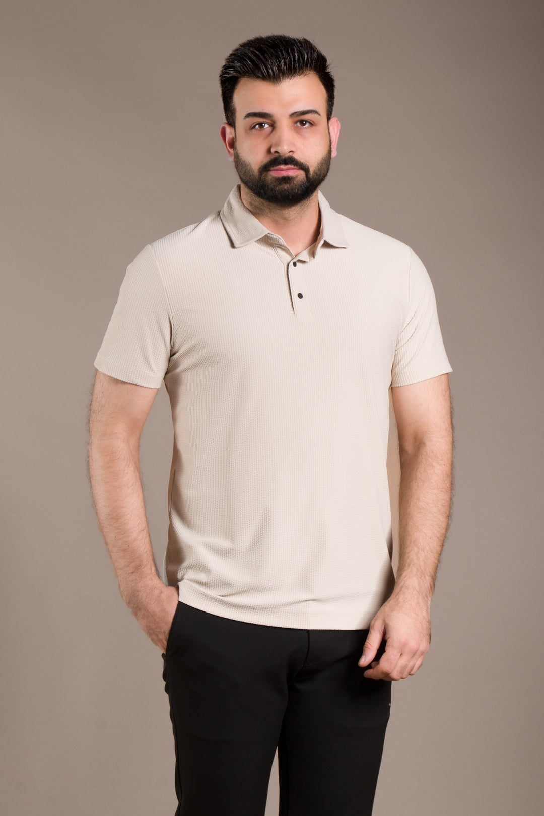 Polo Yaka T-Shirt Çizgi Detaylı