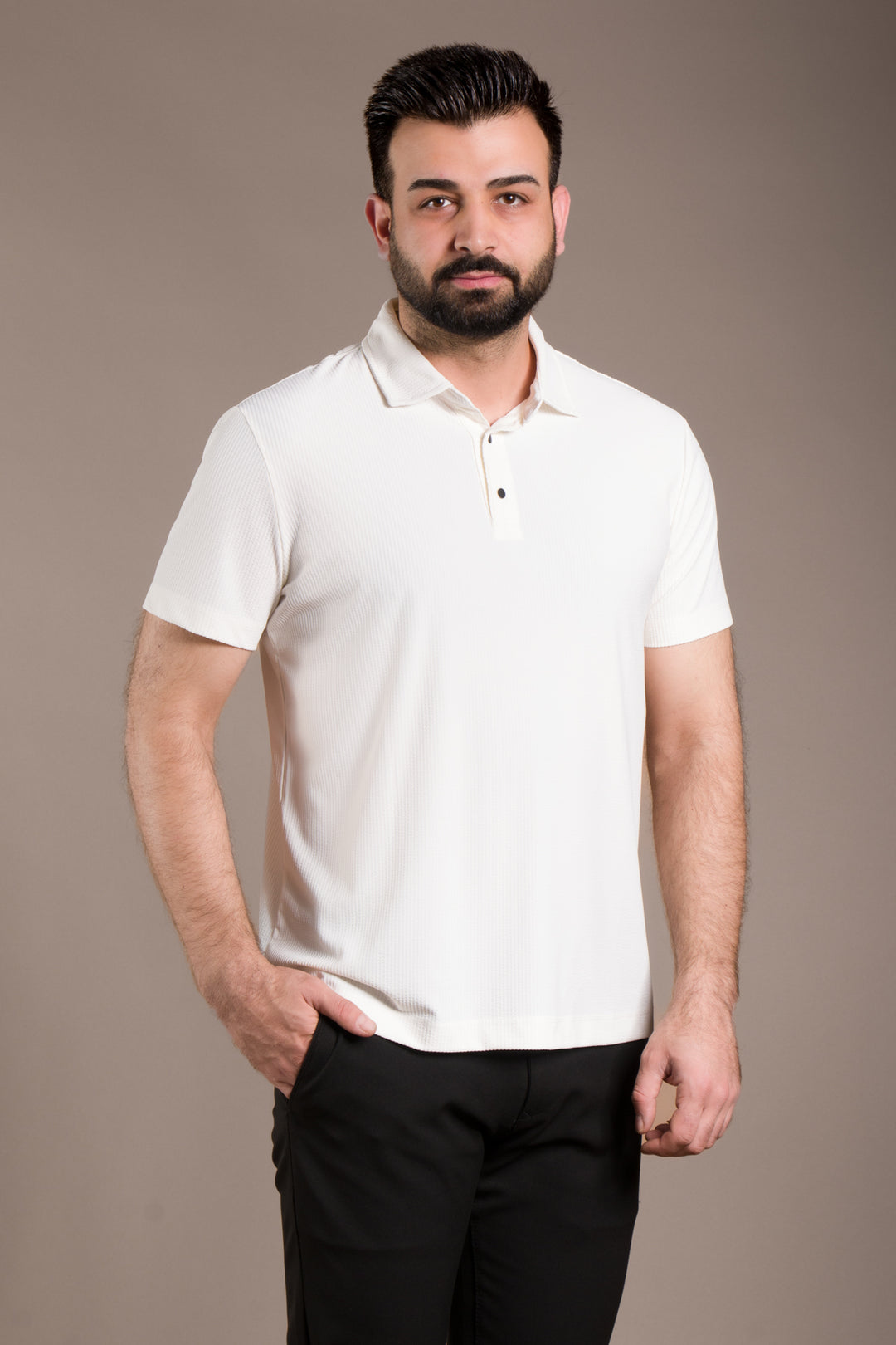 Polo Yaka T-Shirt Çizgi Detaylı