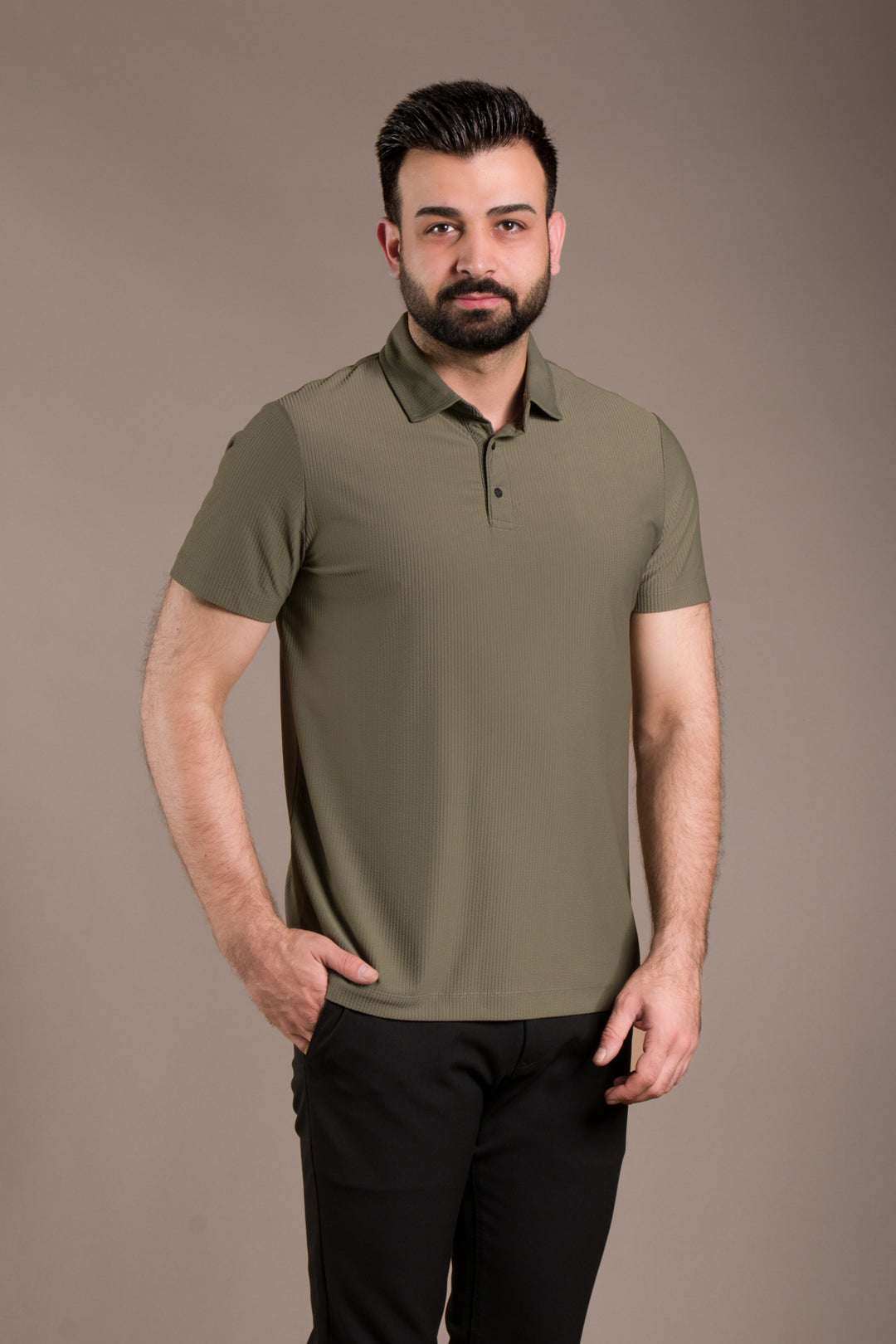 Polo Yaka T-Shirt Çizgi Detaylı