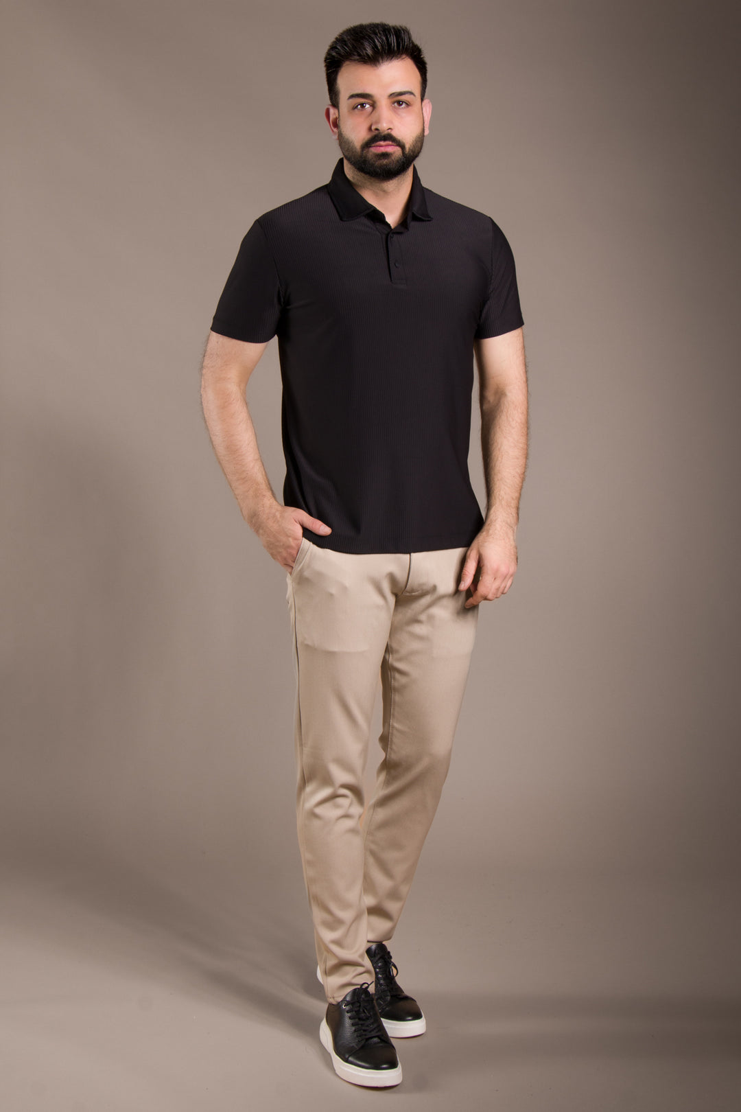 Polo Yaka T-Shirt Çizgi Detaylı
